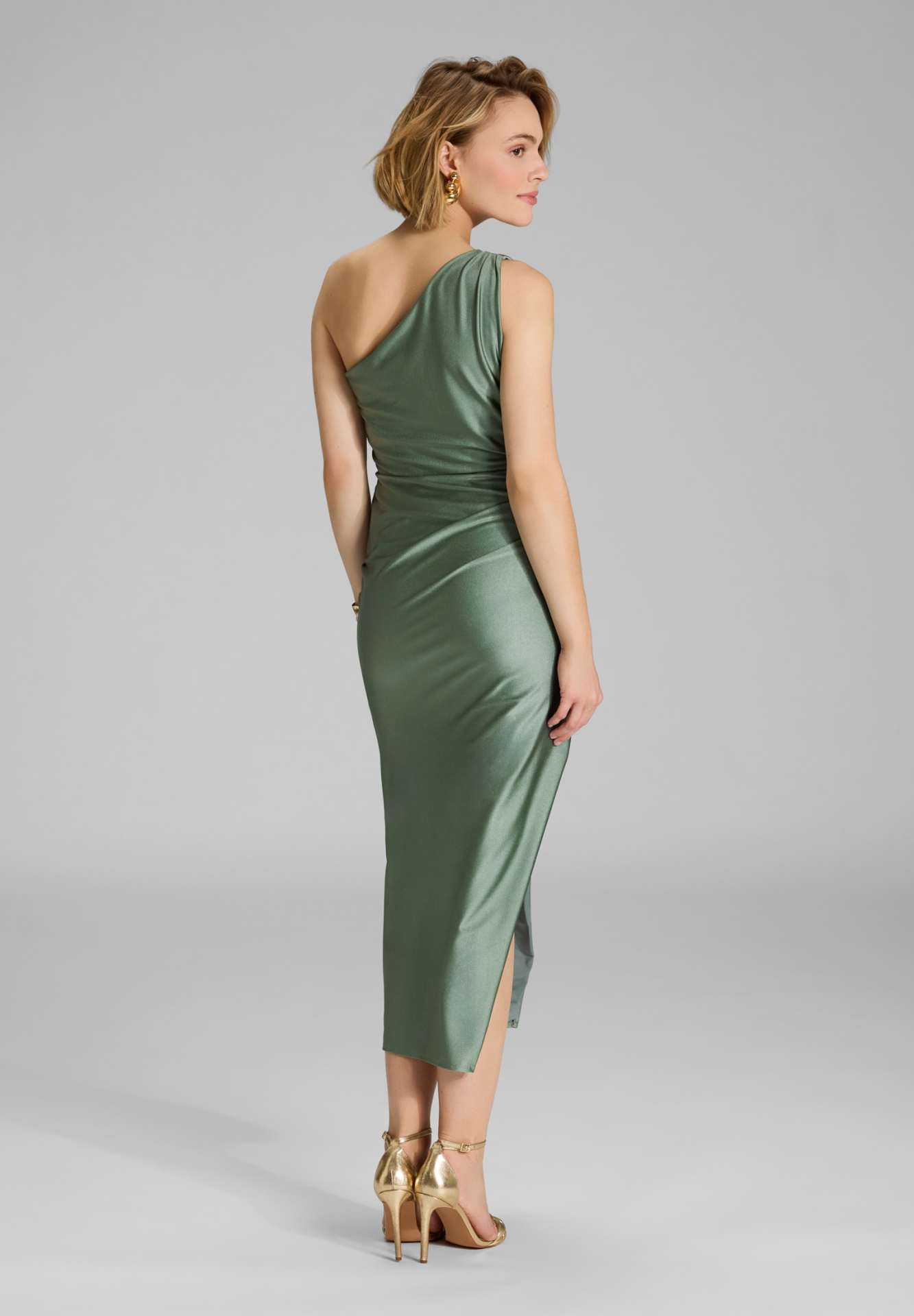 Midi Kleid One Shoulder aus Jersey Satin