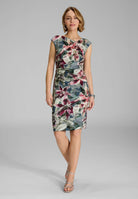 Etui Kleid aus bedrucktem Scuba mit Drapierung timeless blue multi