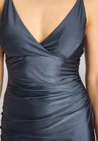 Abendkleid mit seitlicher Raffung aus Jersey Satin