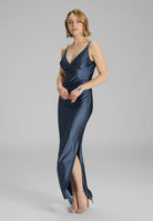 Abendkleid mit seitlicher Raffung aus Jersey Satin