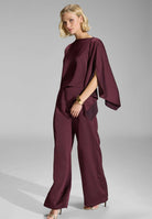 Stola-Top aus Satin mit seitlichen Schlitzen