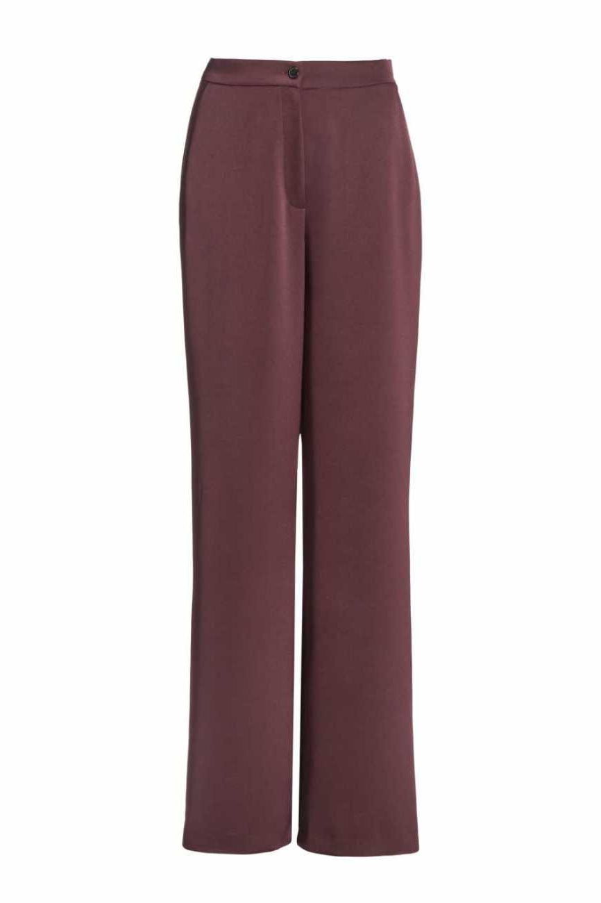 Hose aus Satin mit geradem Bein und Taschen