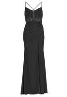 Bodycon Kleid mit Spitzenstickerei und Beinschlitz