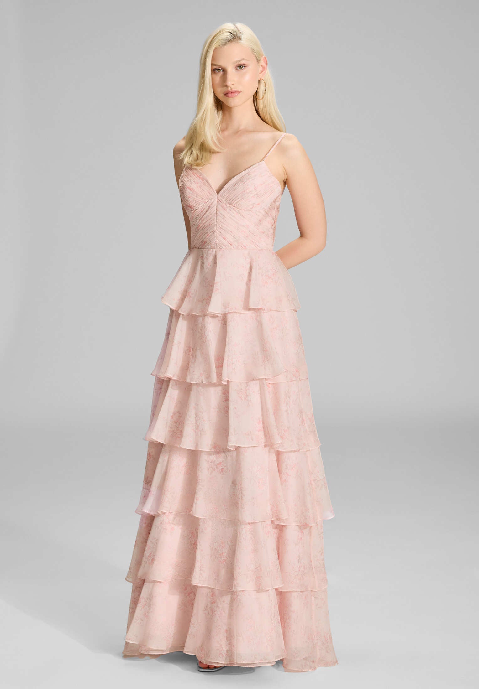 Volantkleid aus Chiffon rose