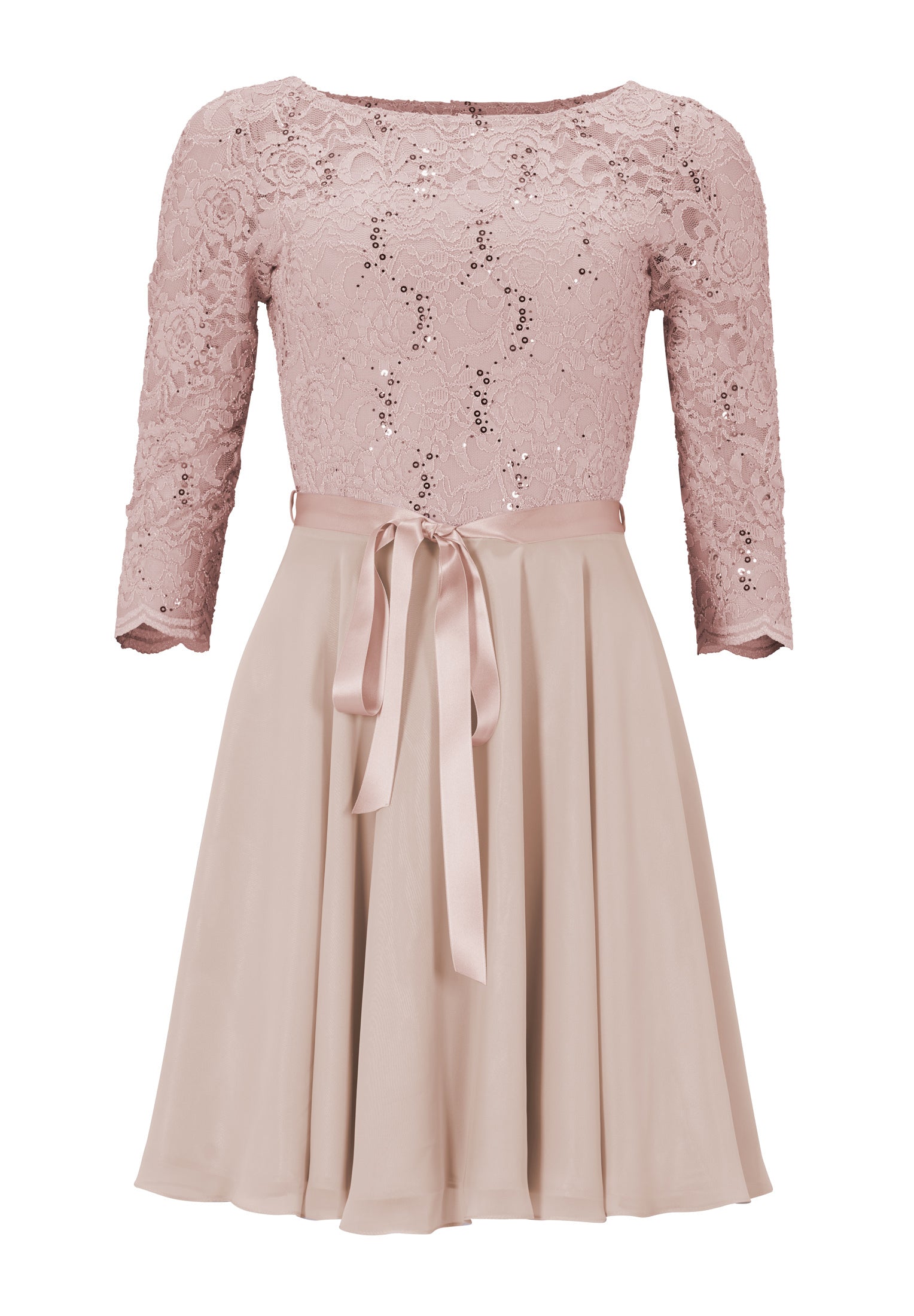 Cocktailkleid aus Paillettenspitze mit Chiffonrock