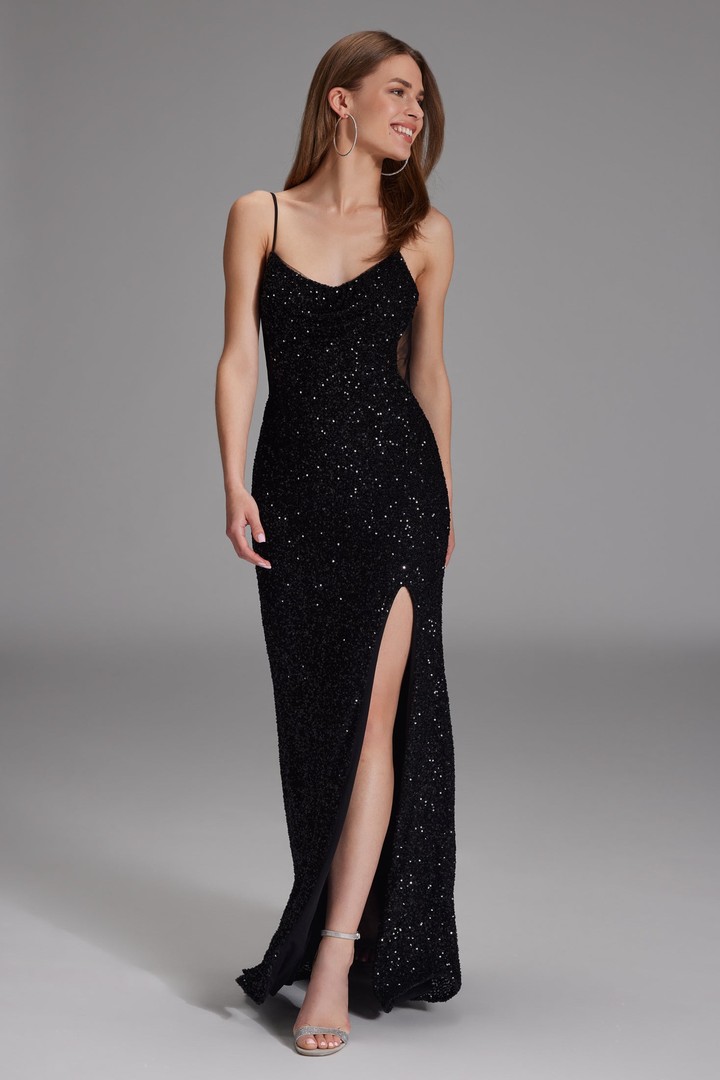 Slipdress mit transparenter Rückenpartie black