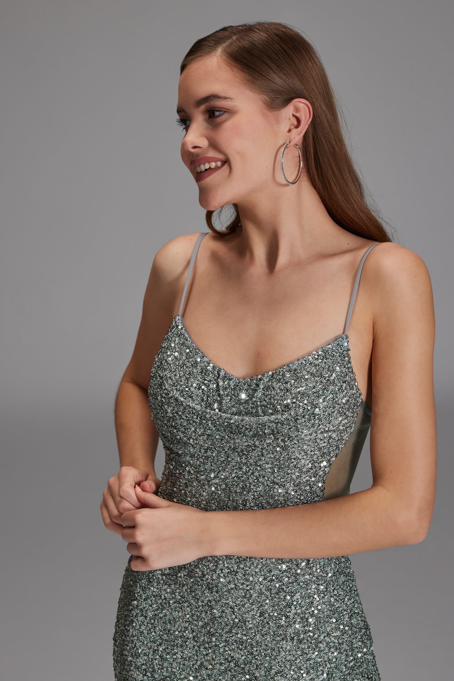 Slipdress mit transparenter Rückenpartie