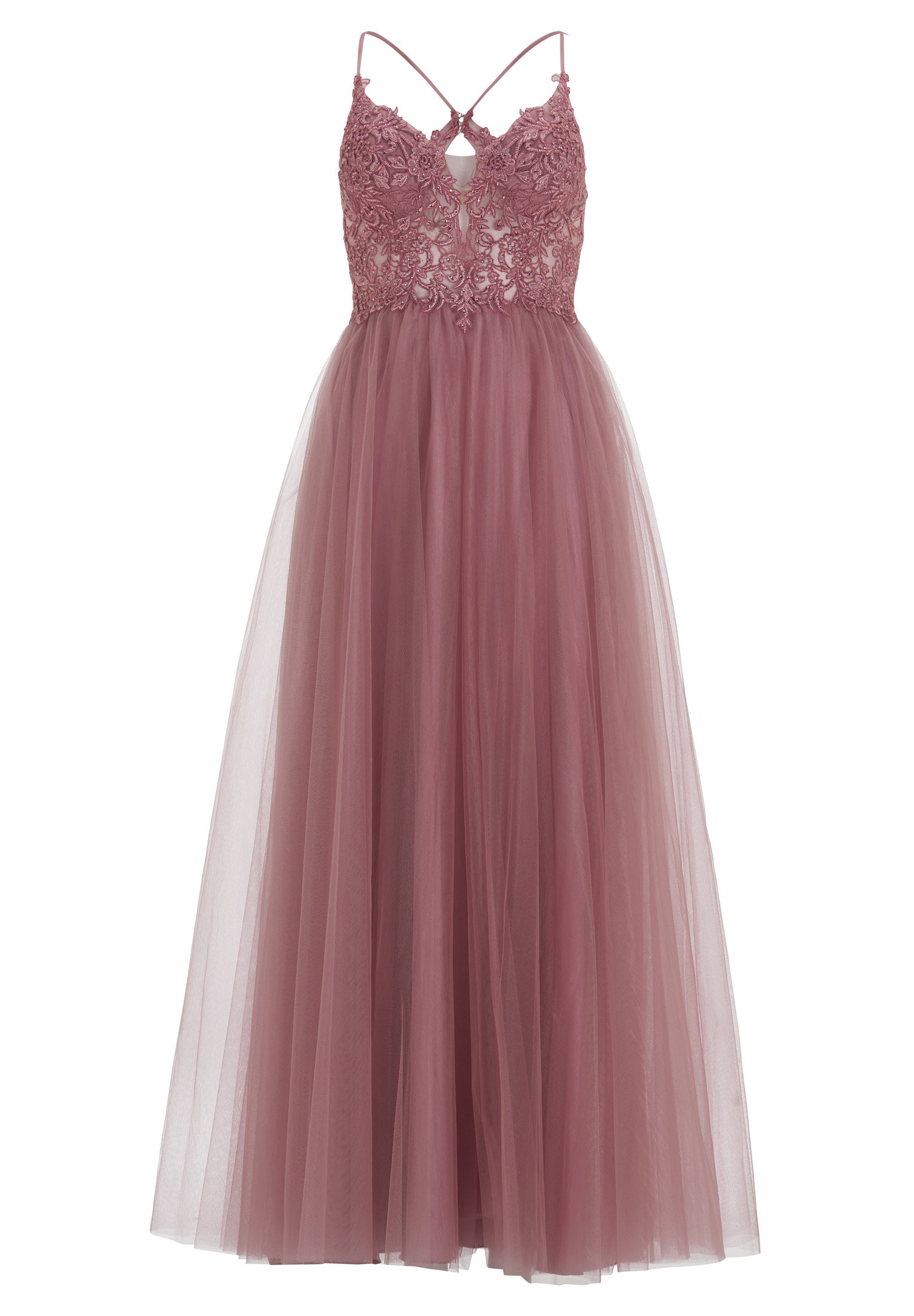 Tüll-Abendkleid mit Spitzenstickerei