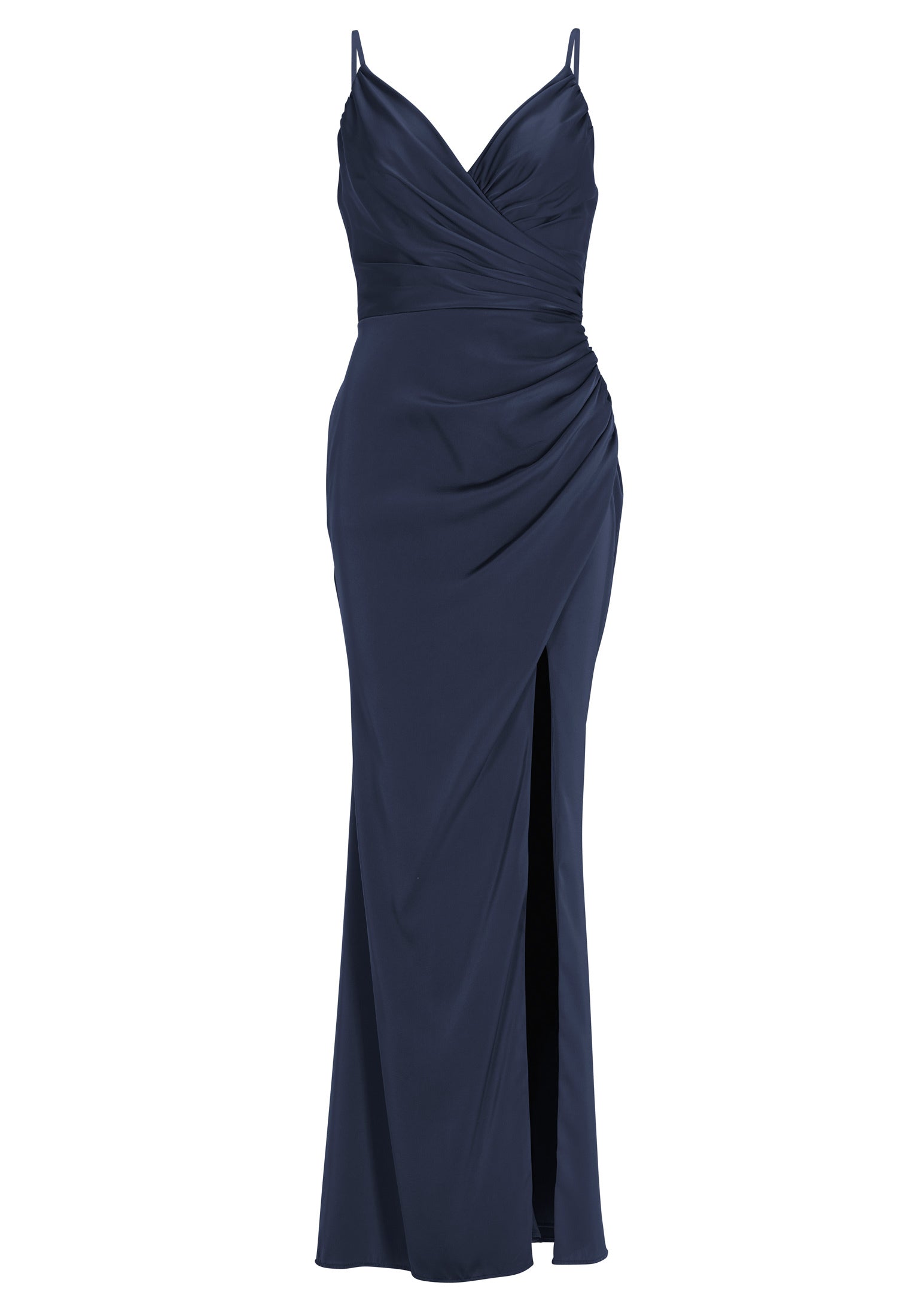 Figurbetontes Satinkleid mit Raffungen