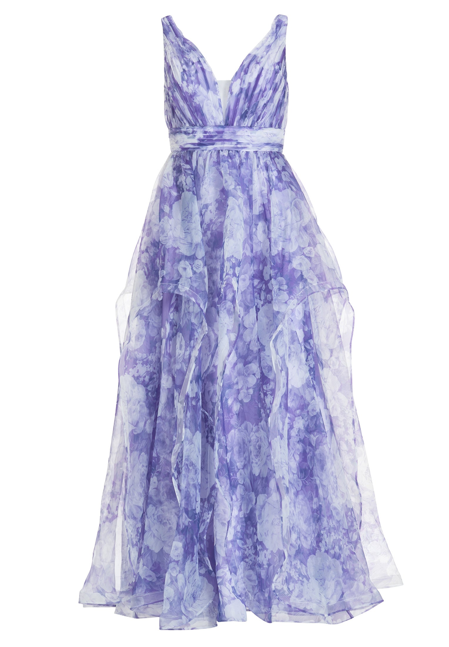 Organza Printkleid mit Volants