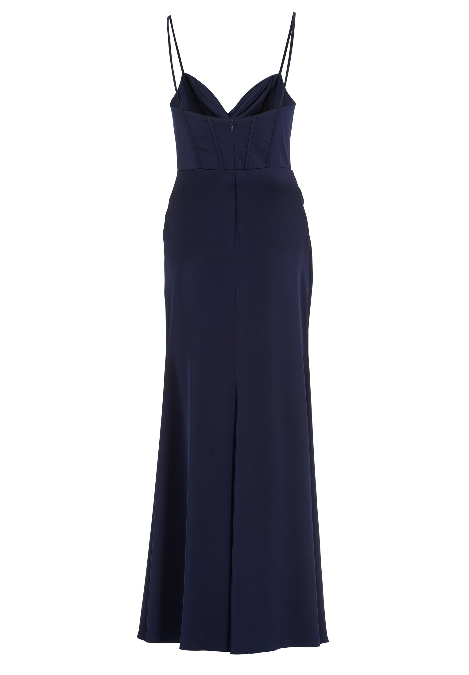 Satinkleid mit Drapierung und Beinschlitz