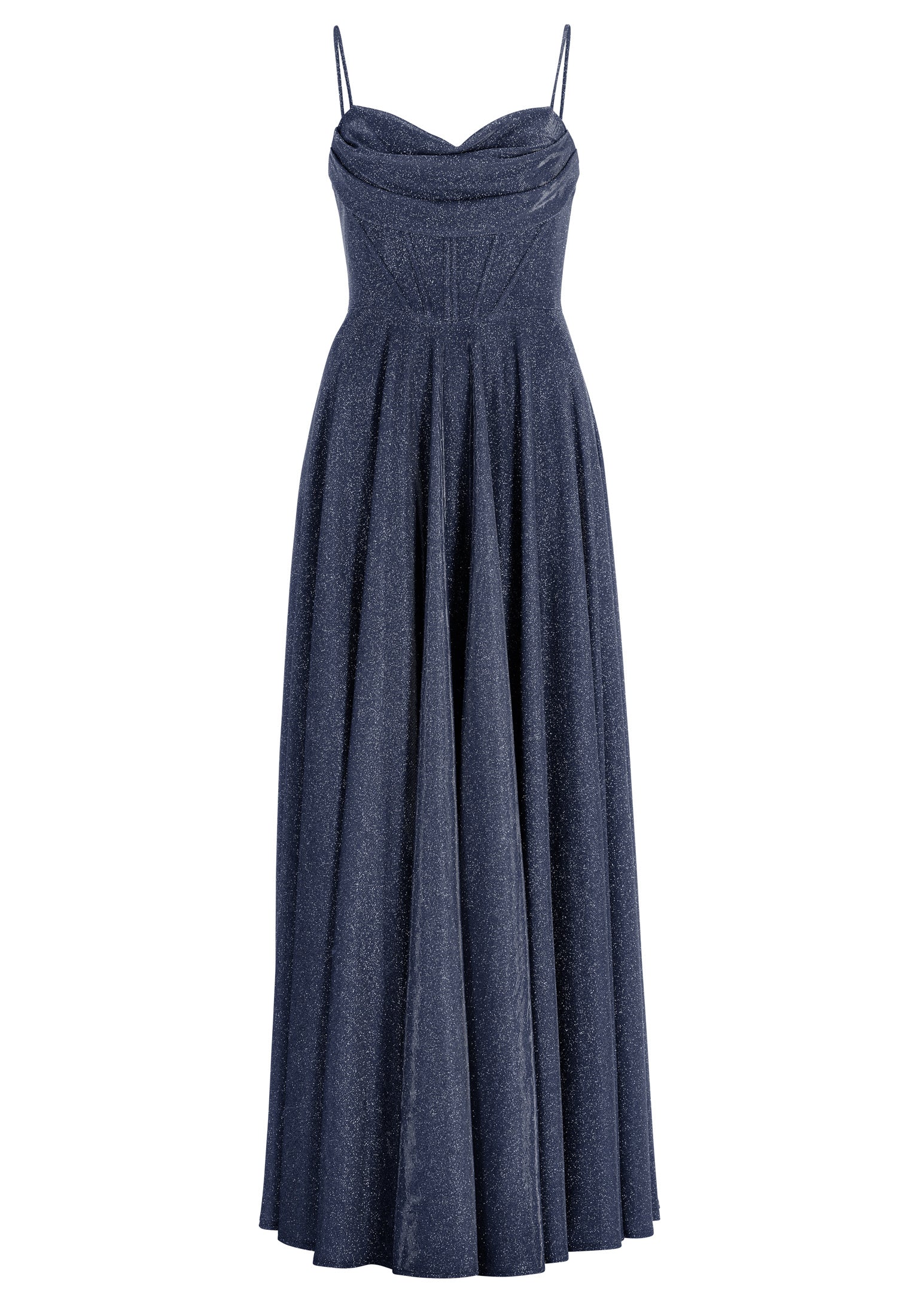 Schimmerndes Abendkleid mit Drapierung