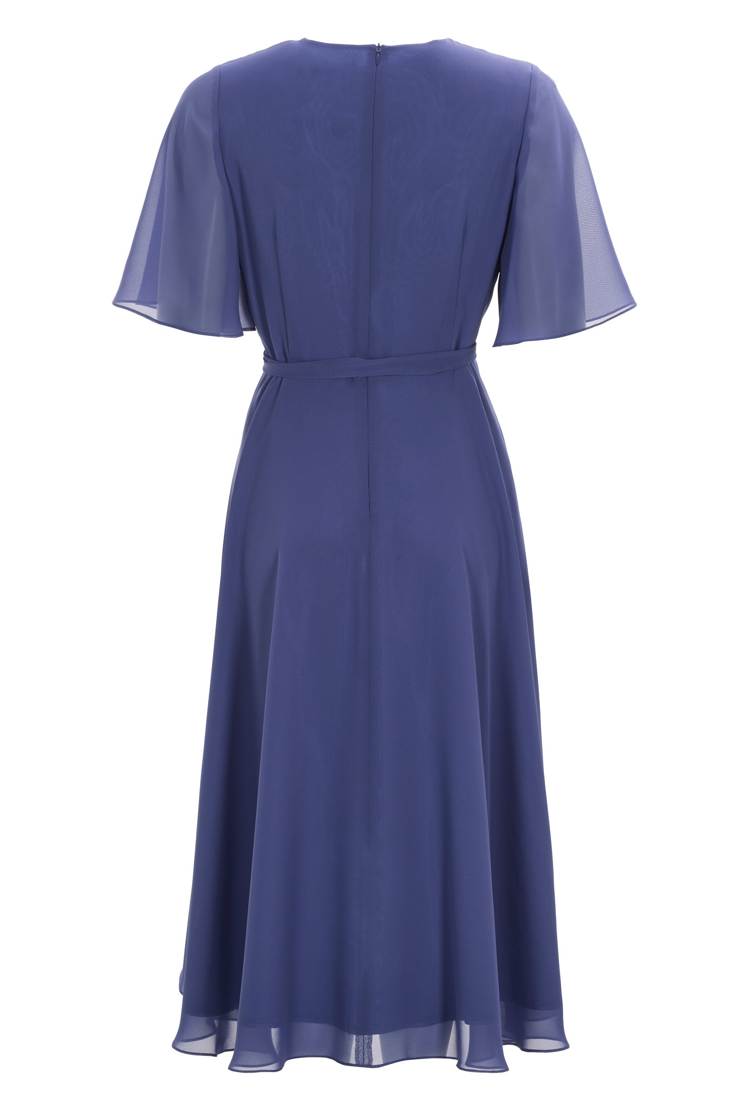 Chiffon Kleid in Wickel Optik mit Vokuhila Saum