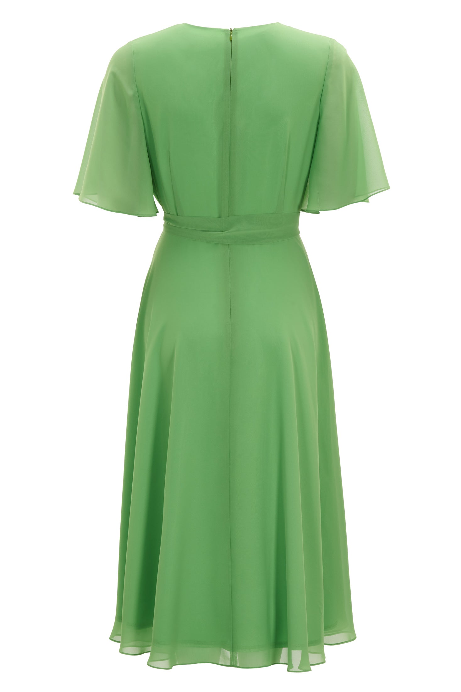 Chiffon Kleid in Wickel Optik mit Vokuhila Saum