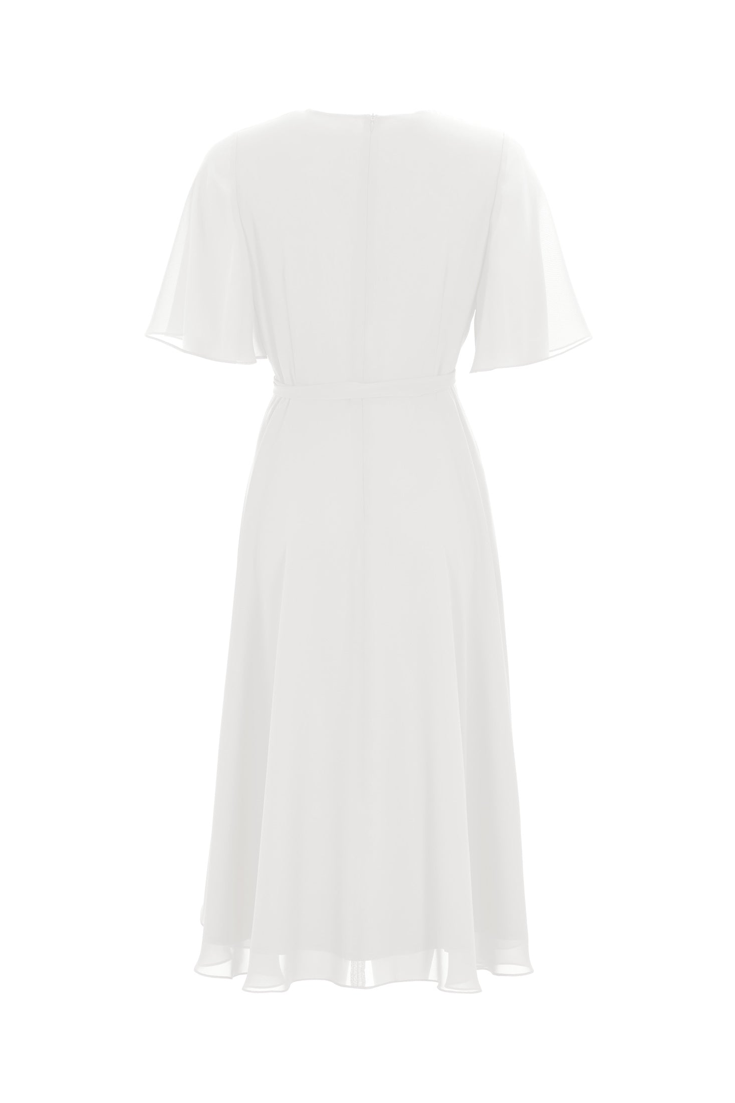 Chiffon Kleid in Wickel Optik mit Vokuhila Saum