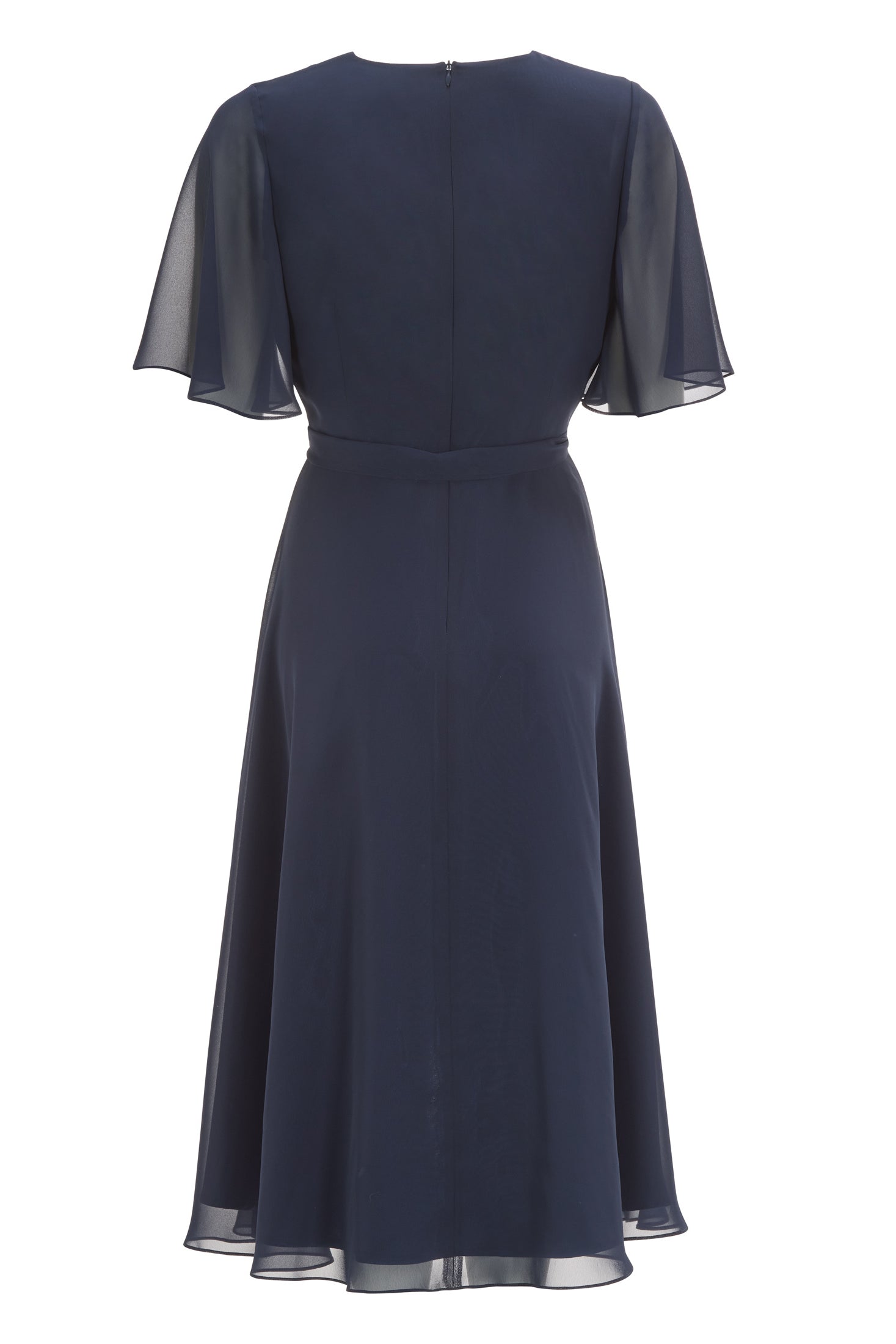 Chiffon Kleid in Wickel Optik mit Vokuhila Saum