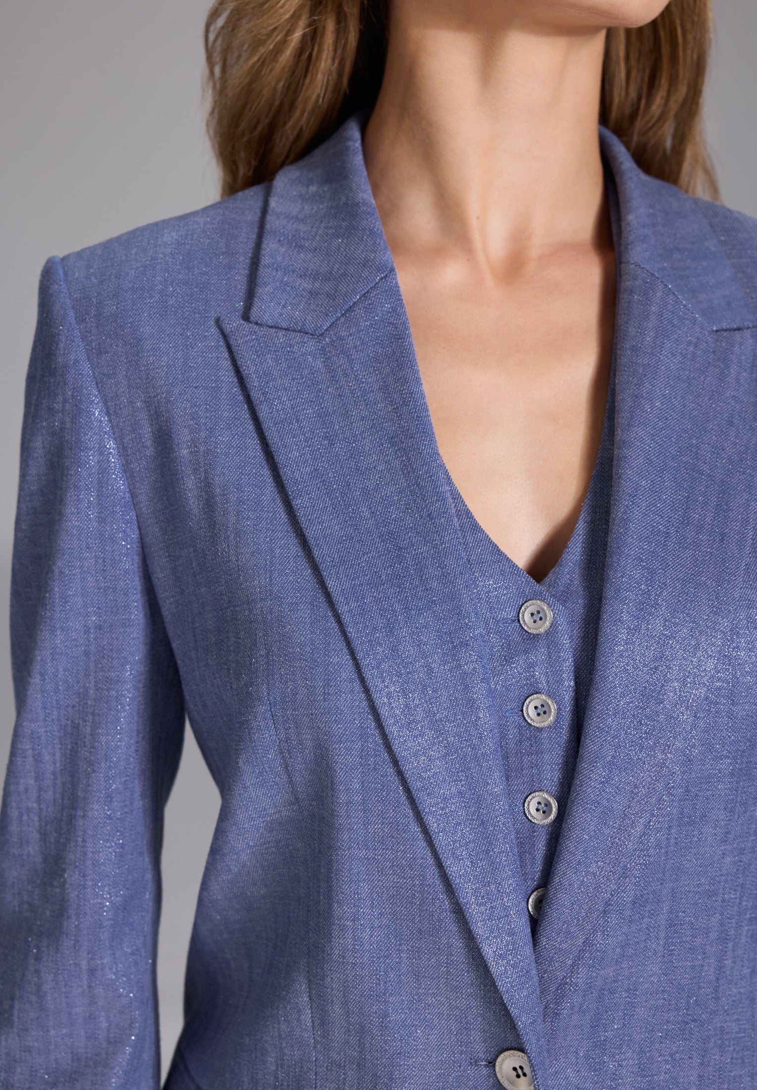 Oversized Blazer aus glänzendem Denim