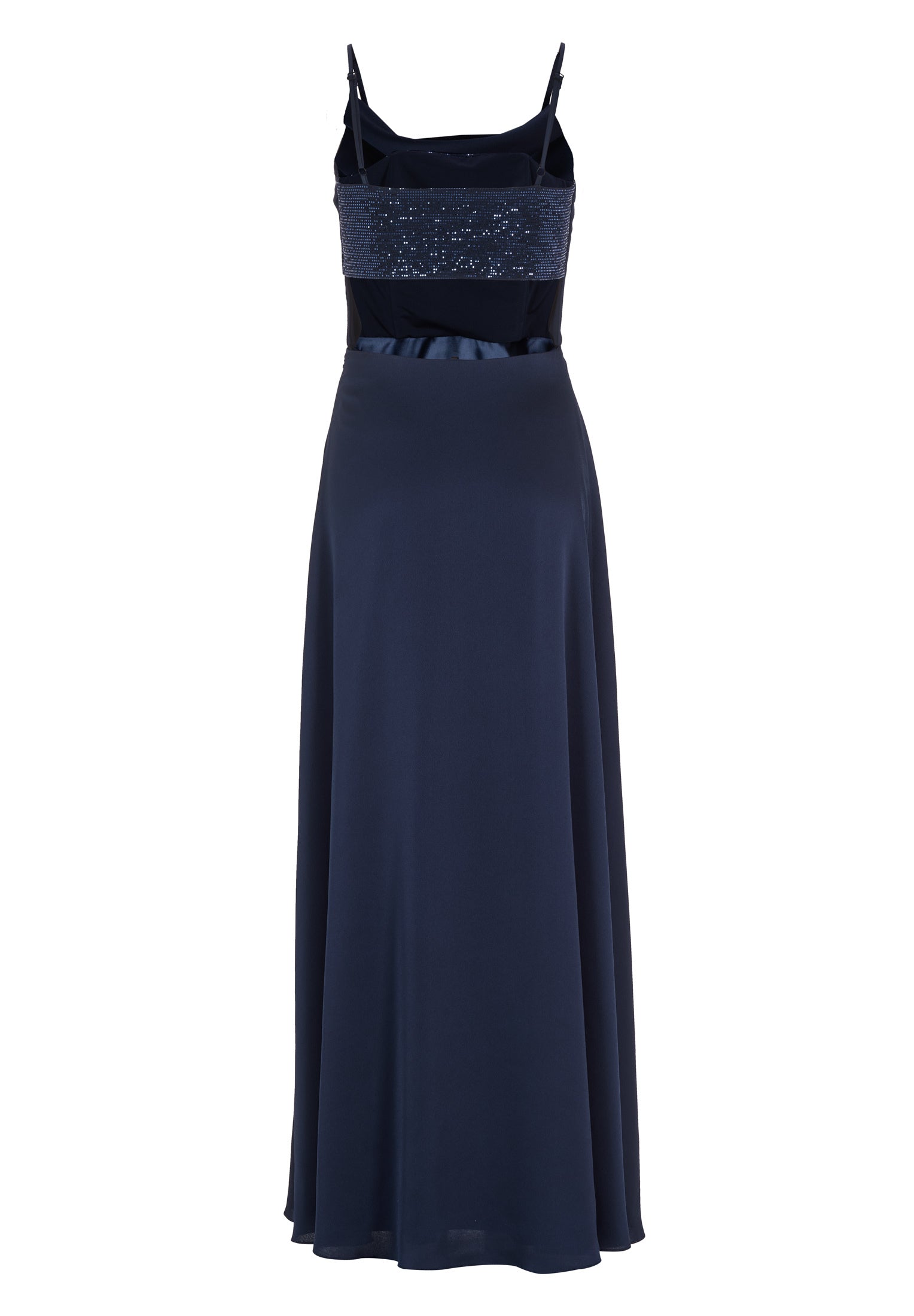 Abendkleid aus Satin mit Rückseite in Rock-Top-Optik