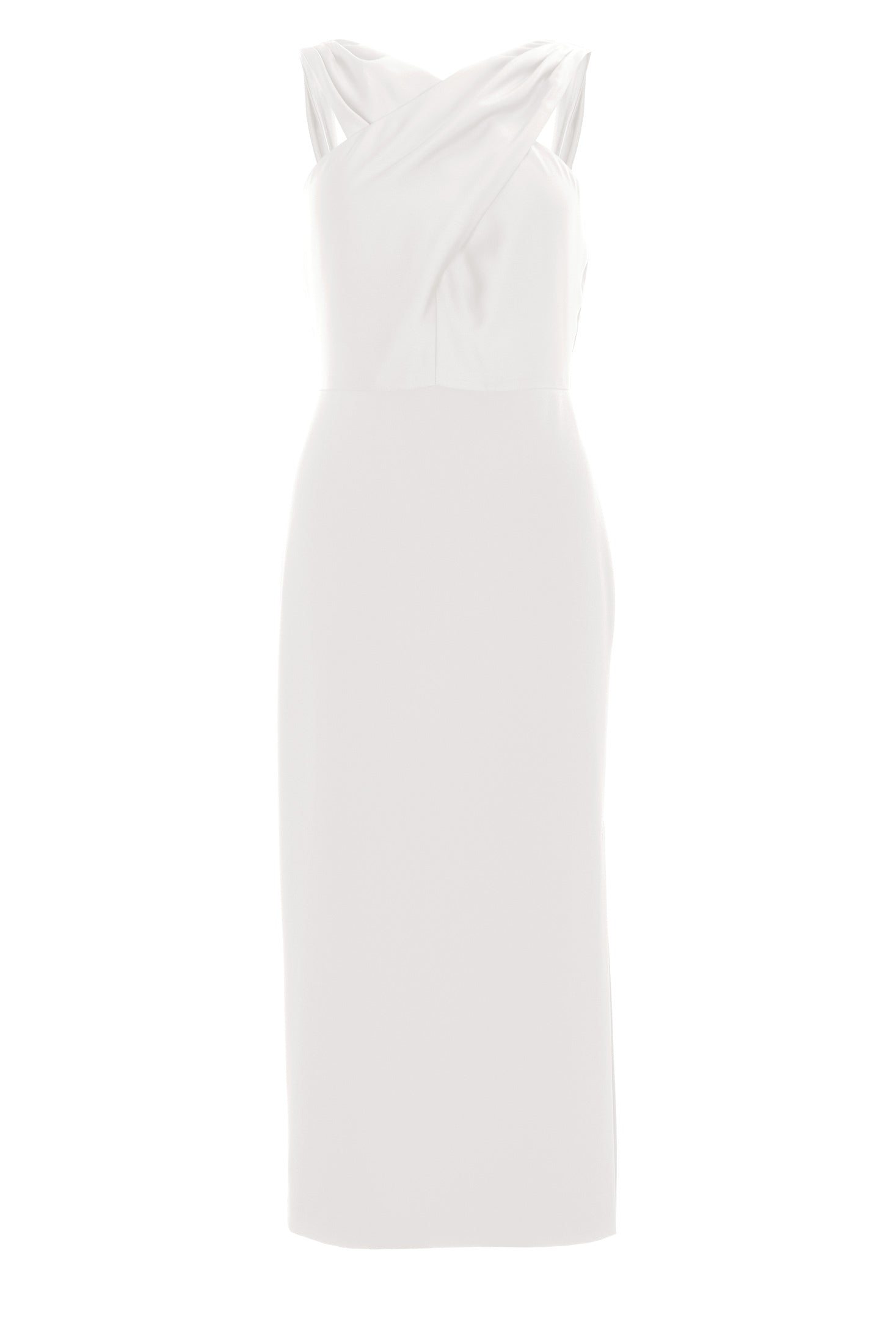 Midi Kleid mit gekreuzten Trägern aus Material-Mix