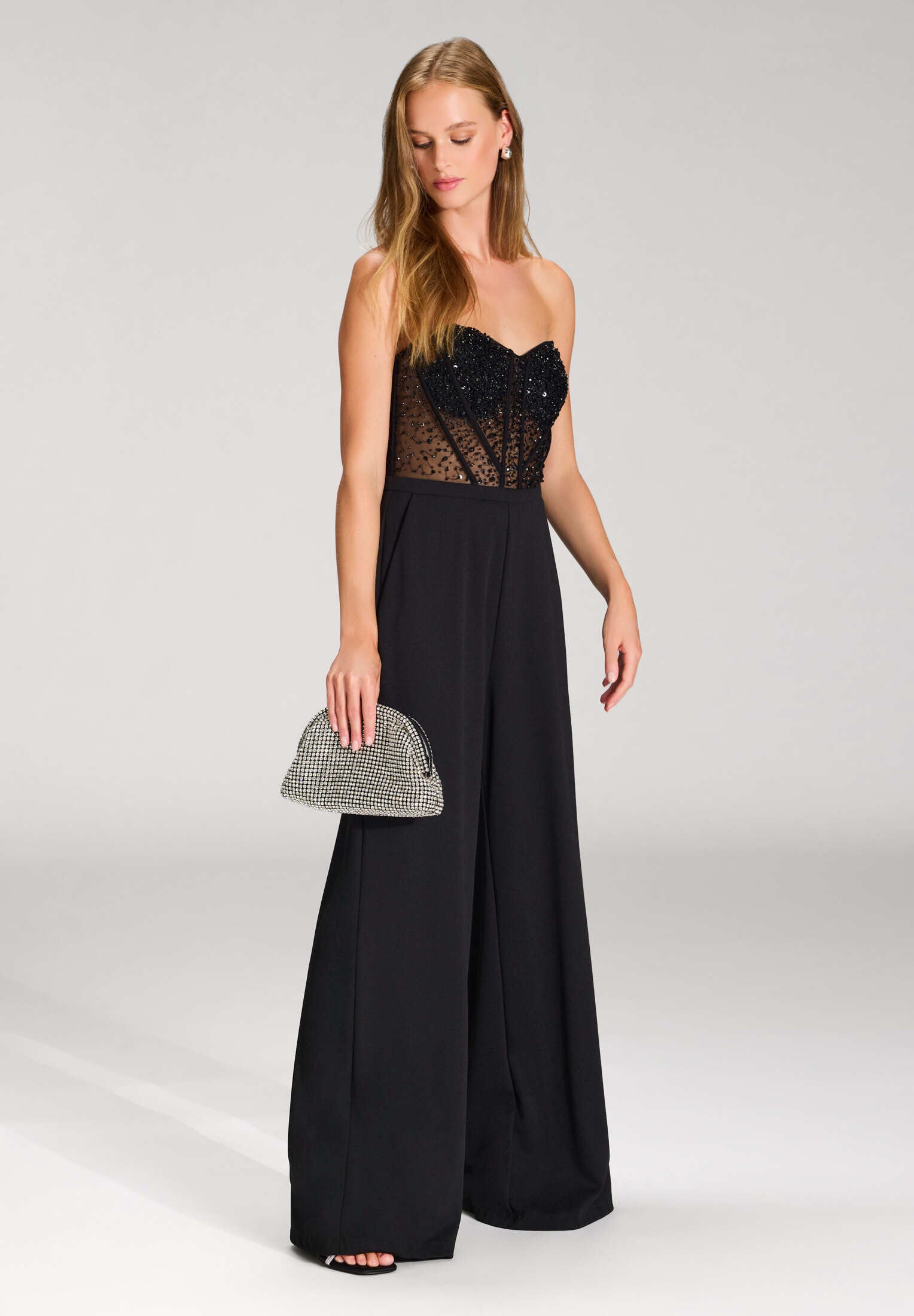 Clutch mit Ziersteinbesatz silver One Size