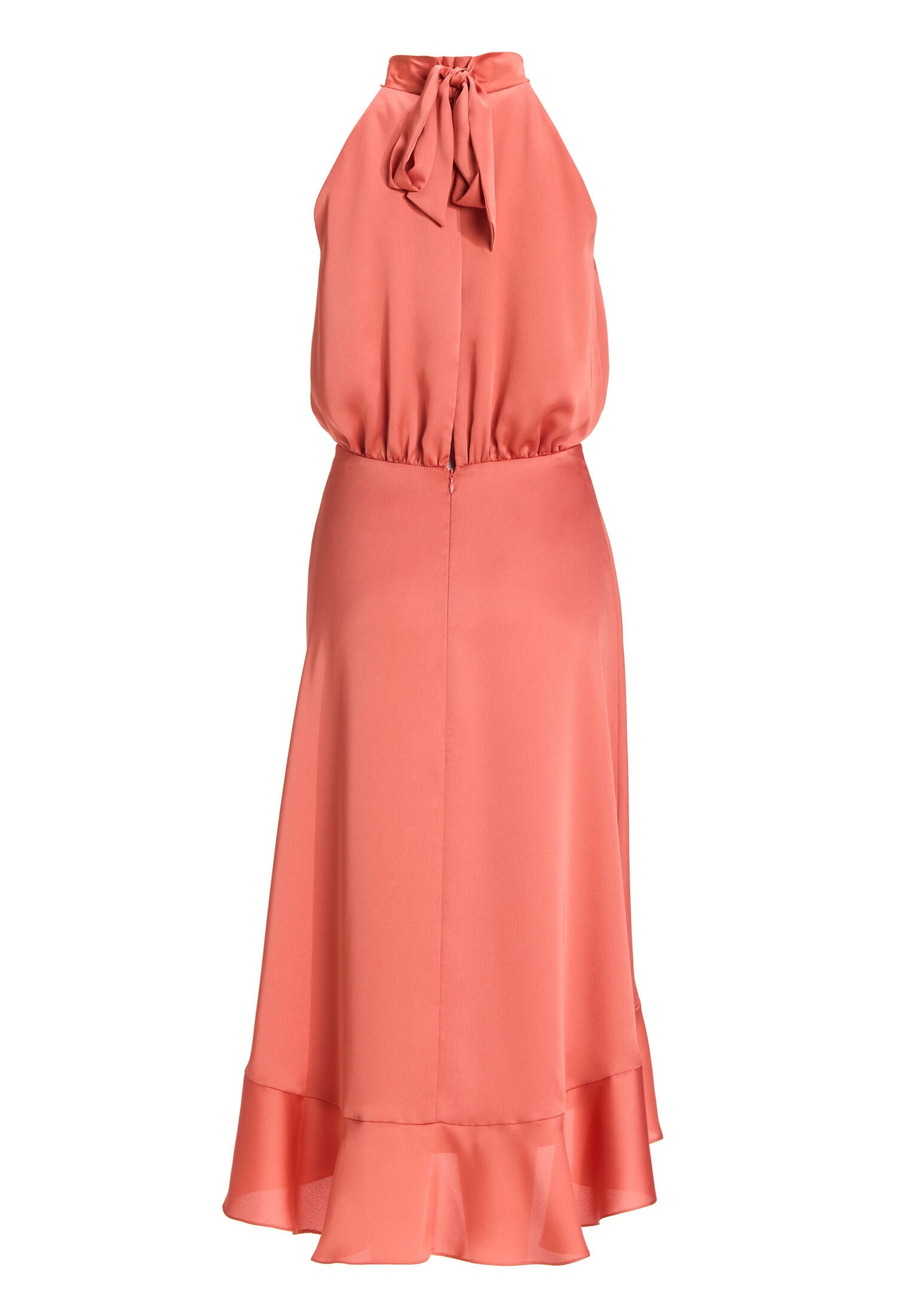 Cocktailkleid aus nachhaltigem Satin mit Volant am Saum