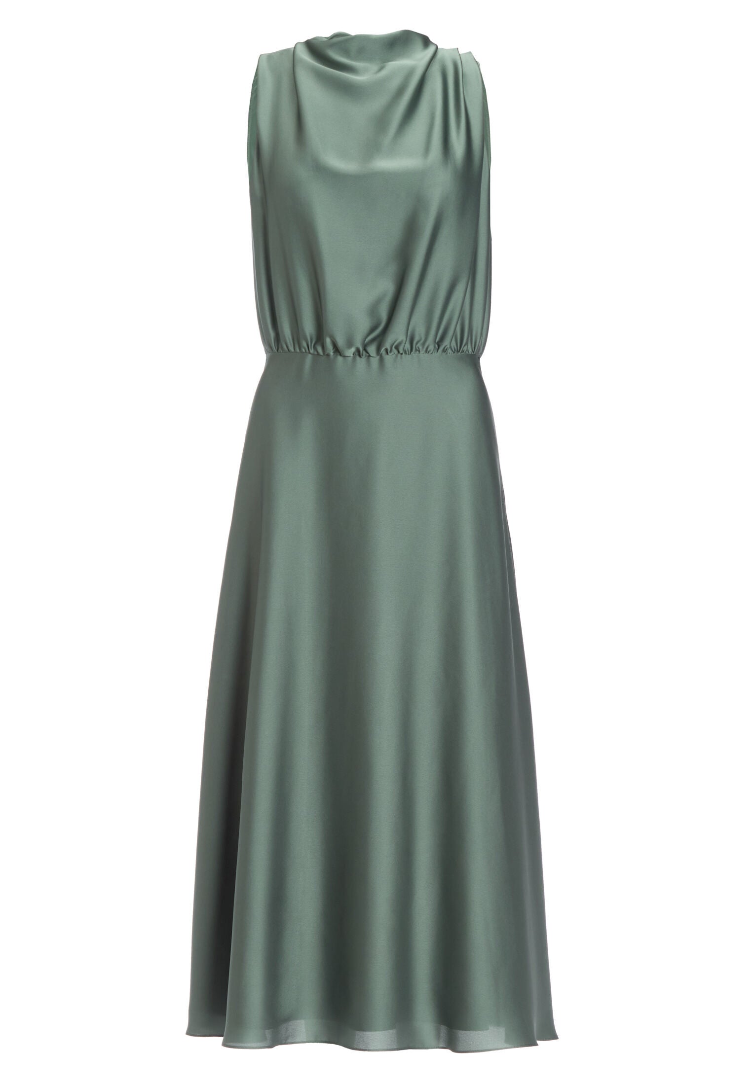 Midi Kleid aus nachhaltigem Satin mit Drapierung am Kragen