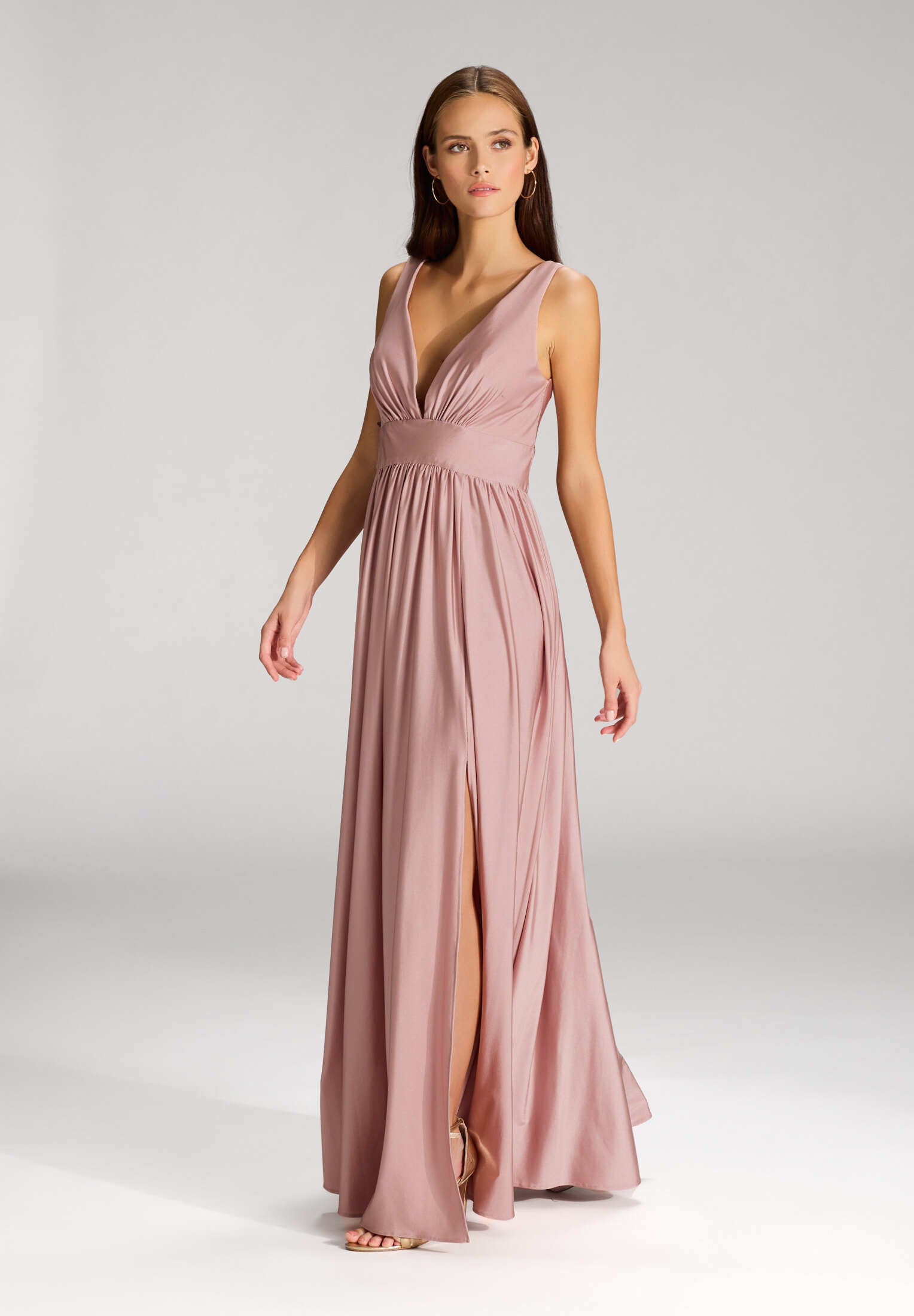 Empire Abendkleid aus Jersey mit Beinschlitz