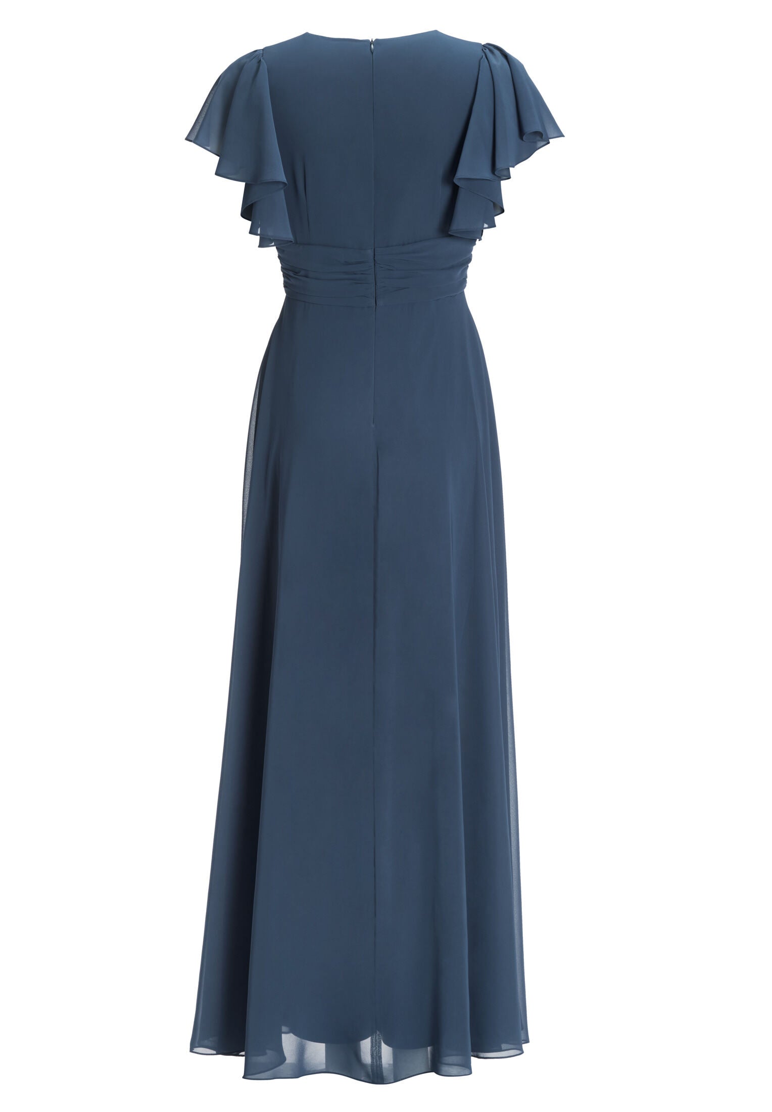 Chiffon Jumpsuit mit Überrock und Volantärmeln