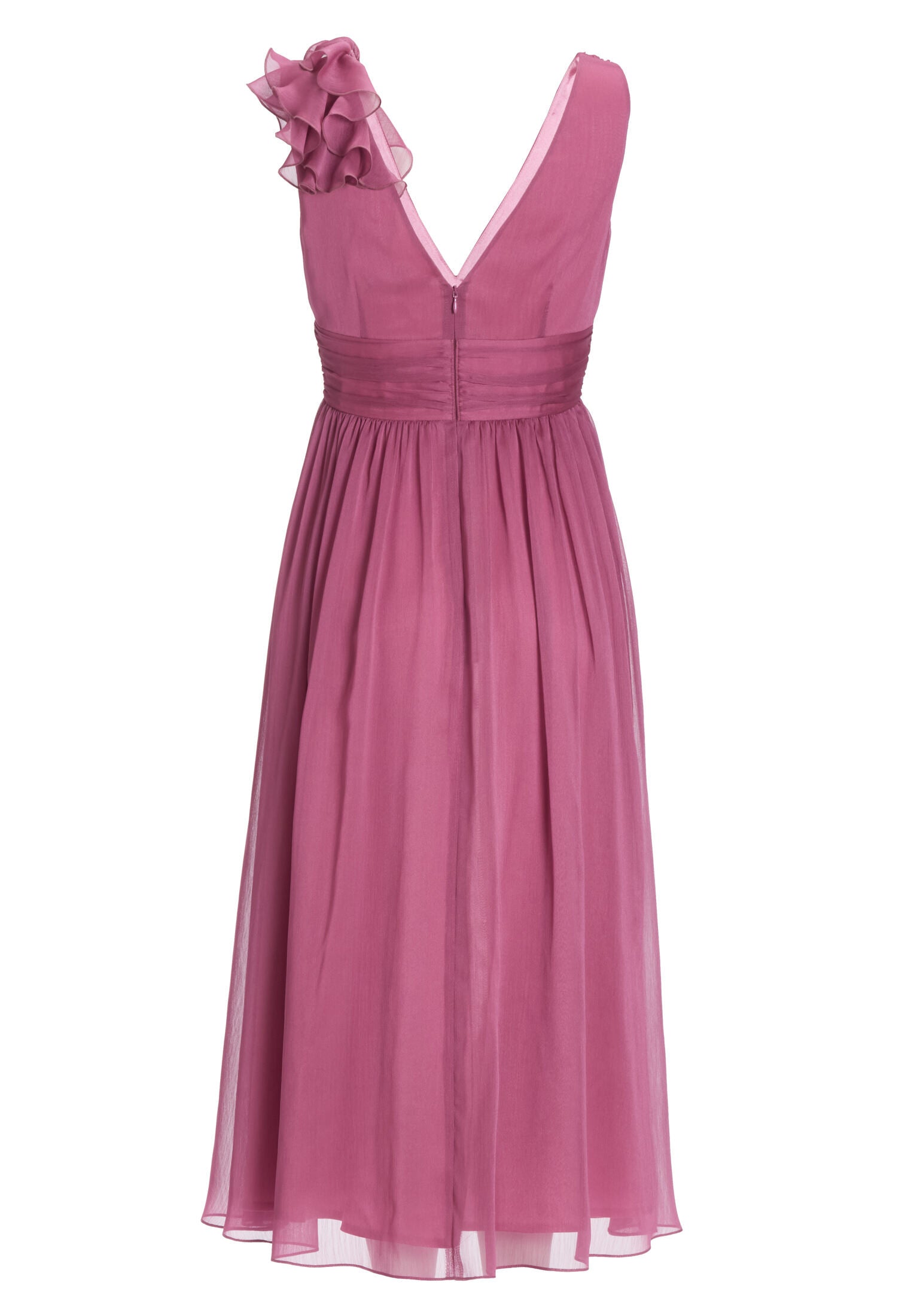 Cocktailkleid aus Crinkle Chiffon mit Volant Detail an der Schulter