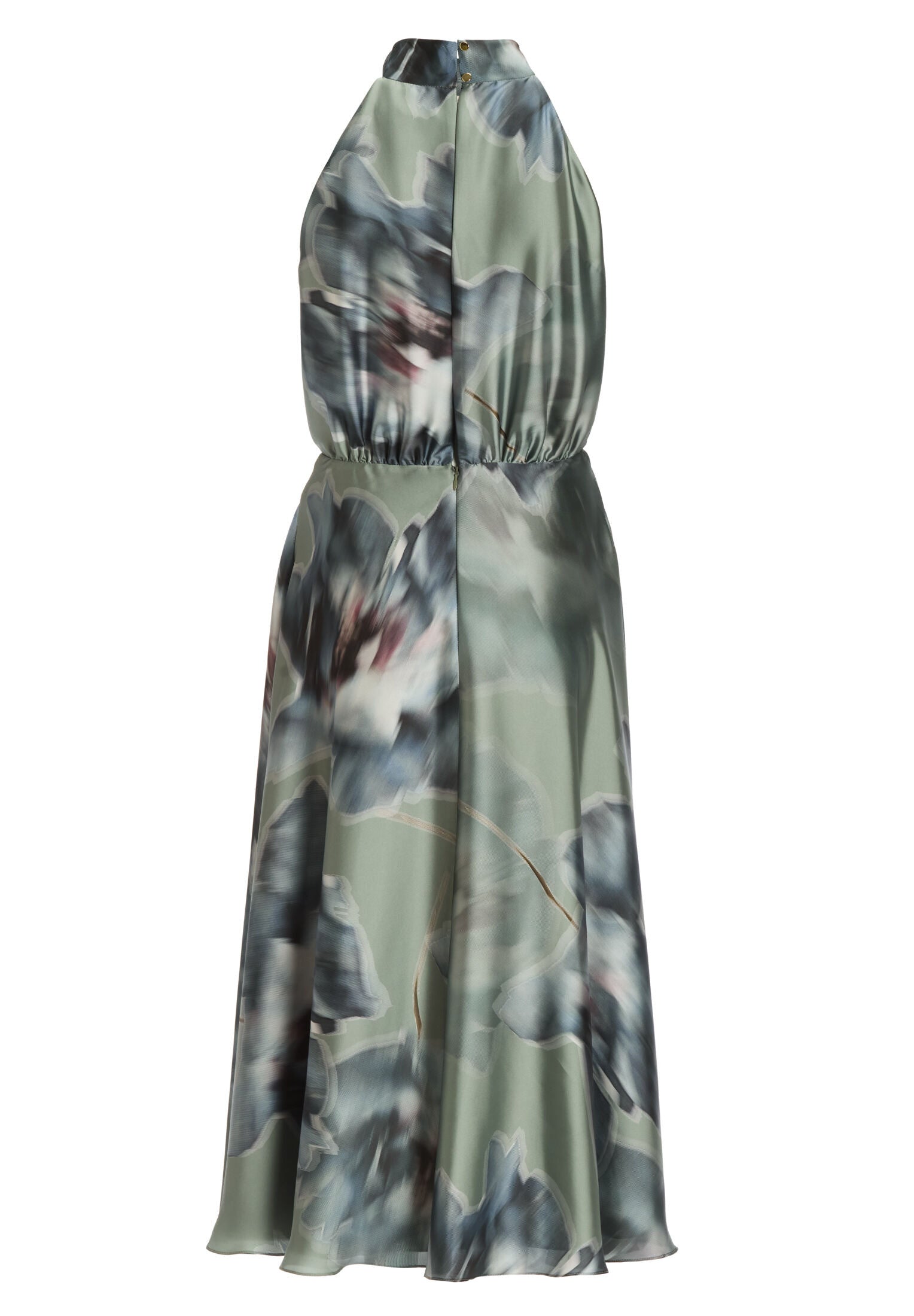 Bedrucktes Cocktailkleid mit Schluppe aus nachhaltigem Satin