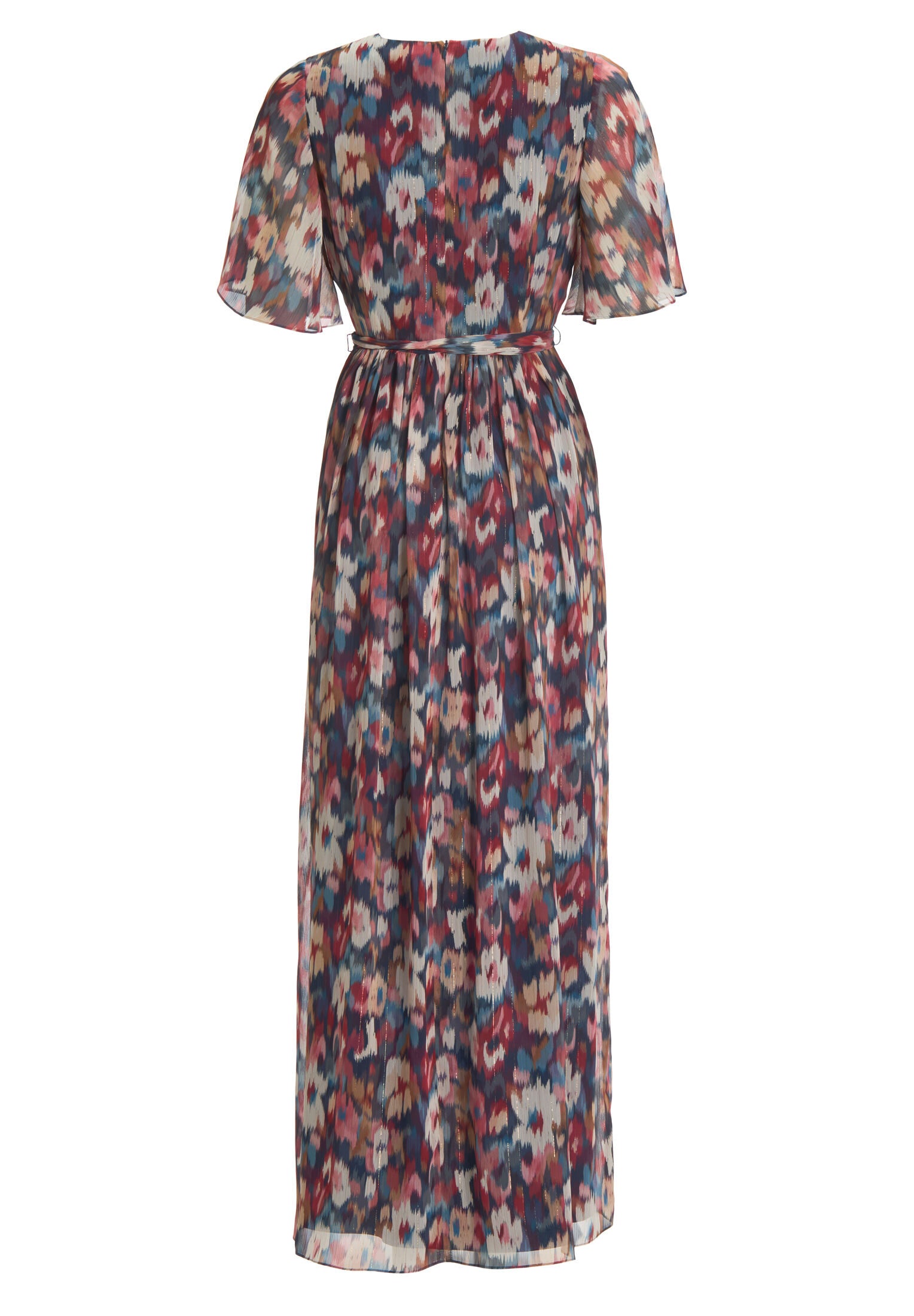 Maxikleid mit Flügelärmeln aus Chiffon mit Ikat Print