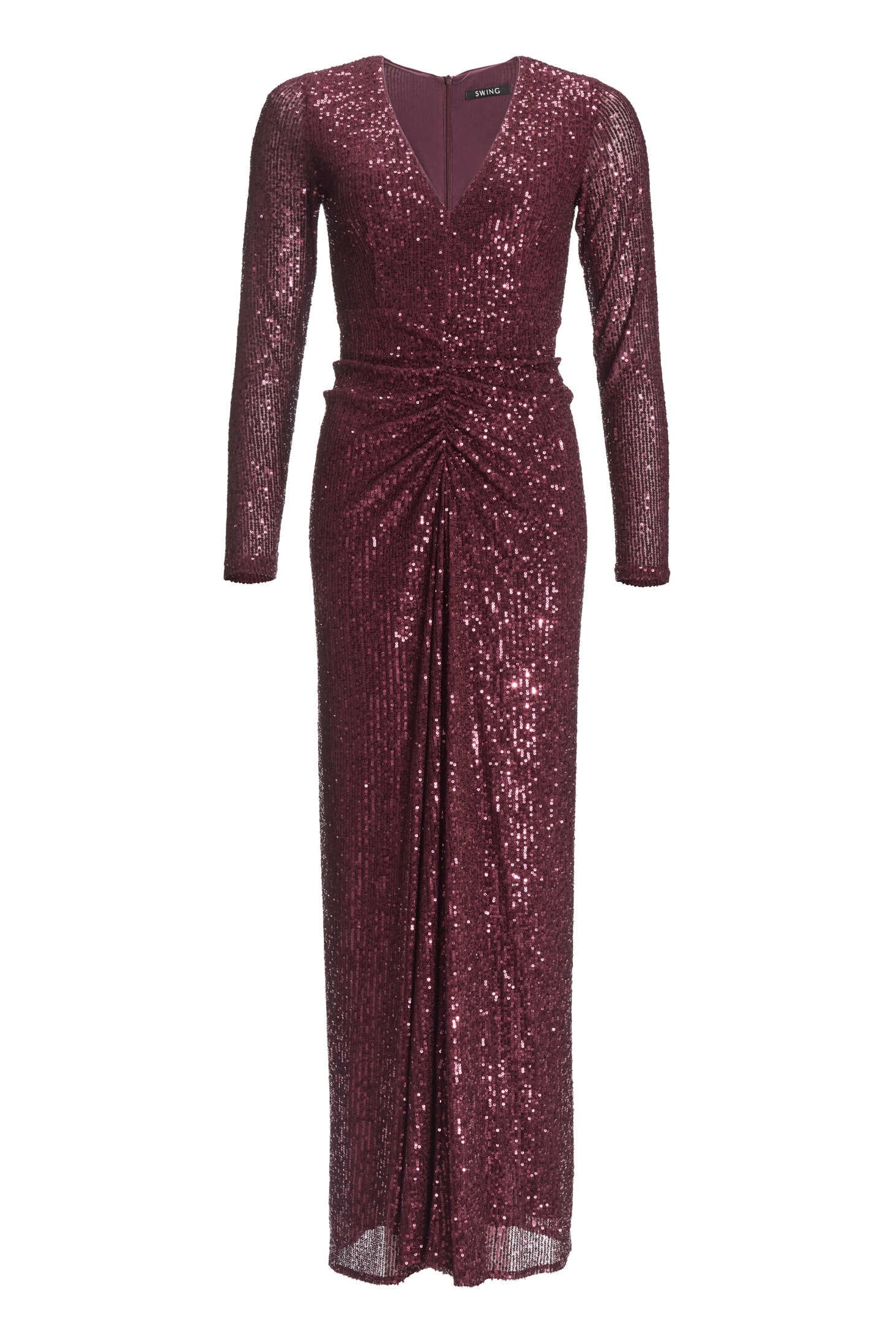 Gerafftes Abendkleid aus elastischer Paillette