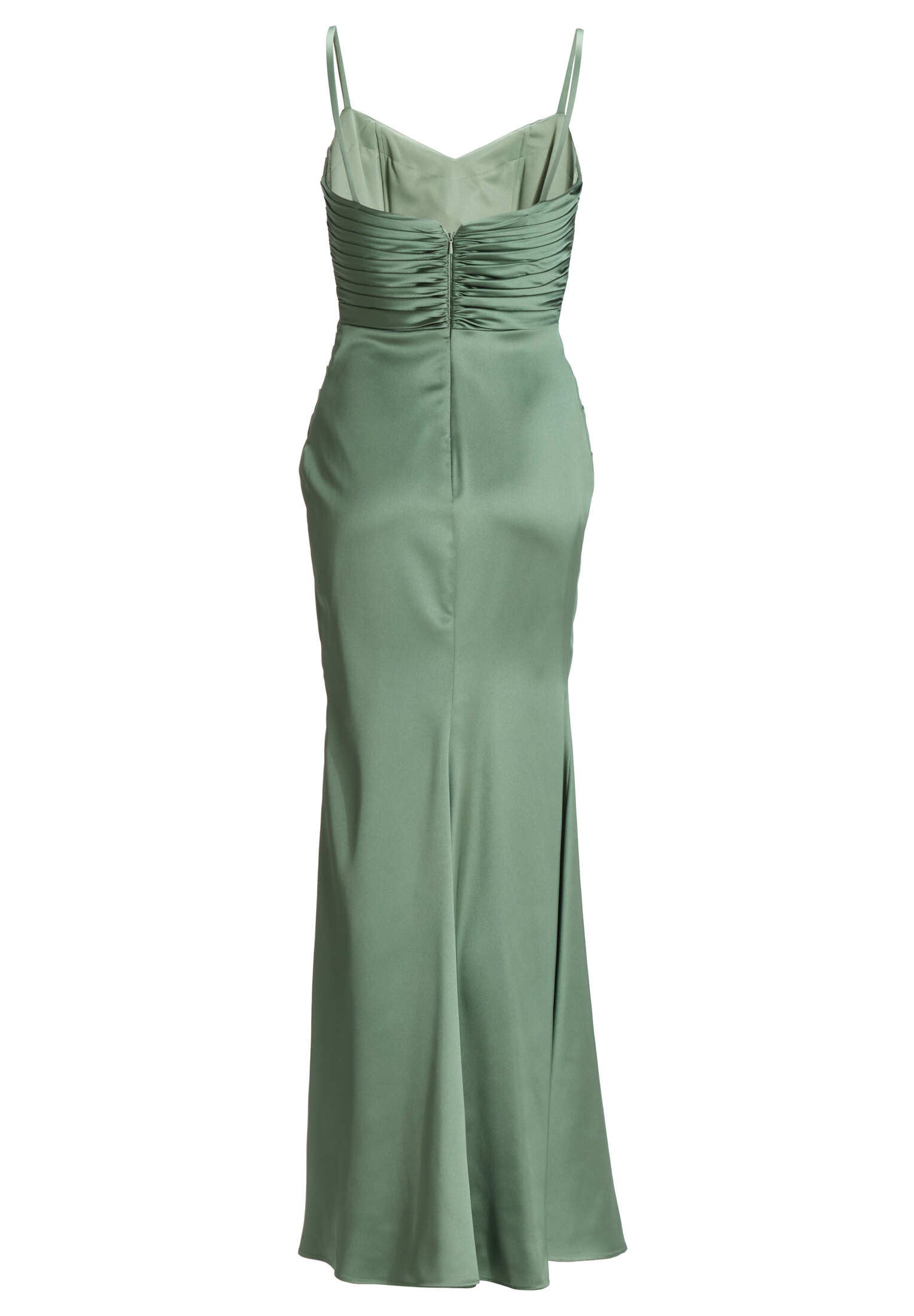 Satinkleid mit Raffungen und hohem Beinschlitz