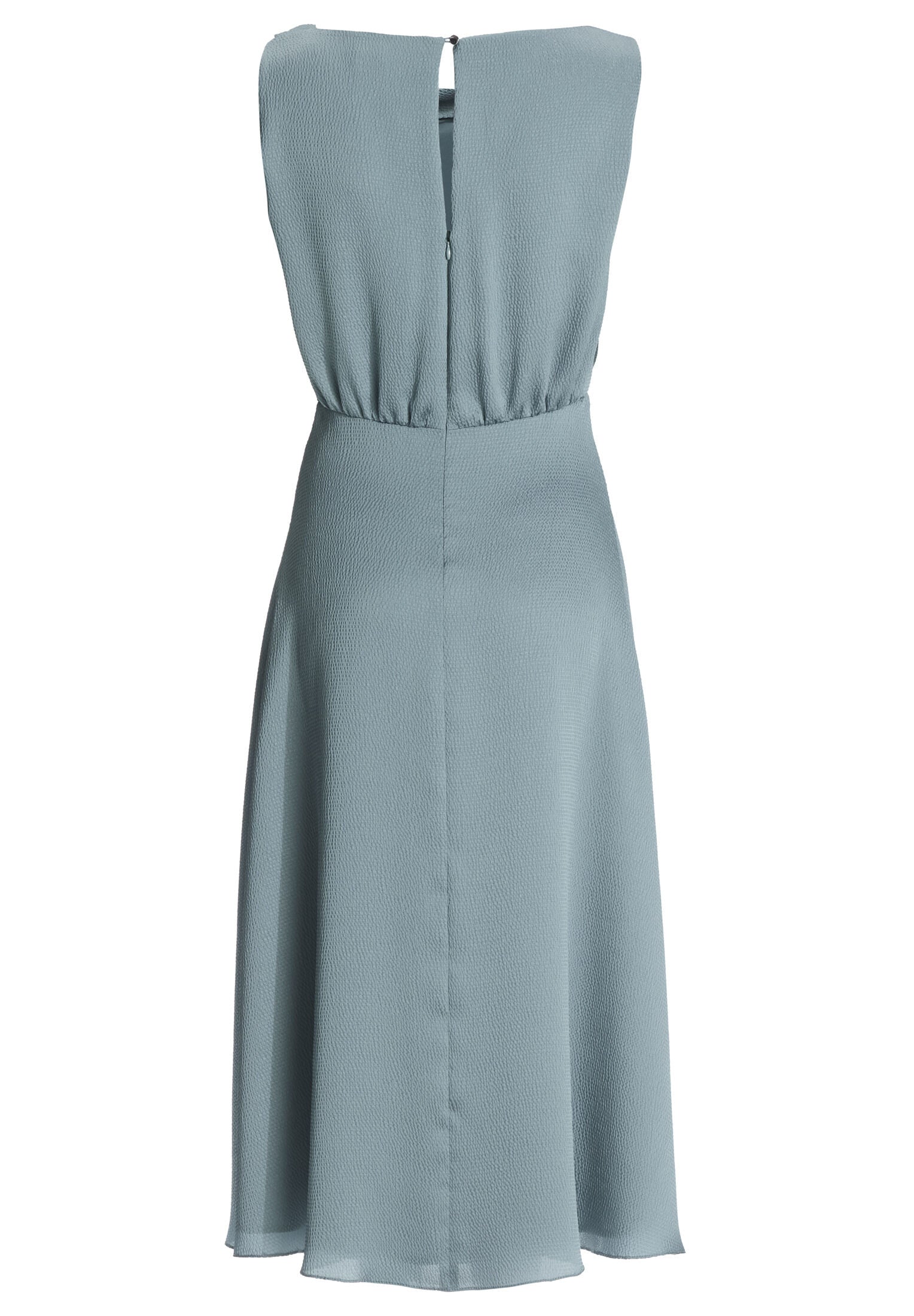 Cocktailkleid aus gehämmertem Satin mit Wasserfall Ausschnitt