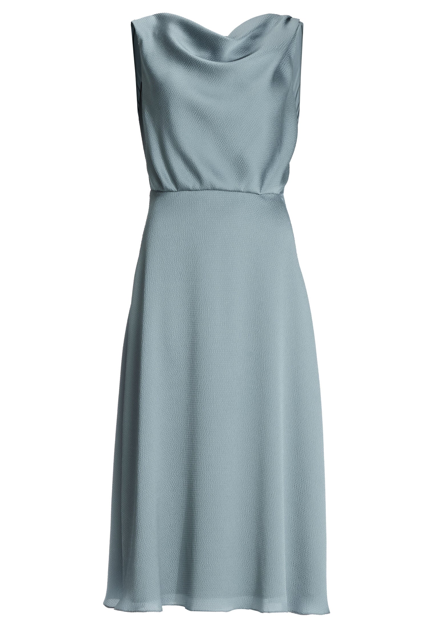 Cocktailkleid aus gehämmertem Satin mit Wasserfall Ausschnitt