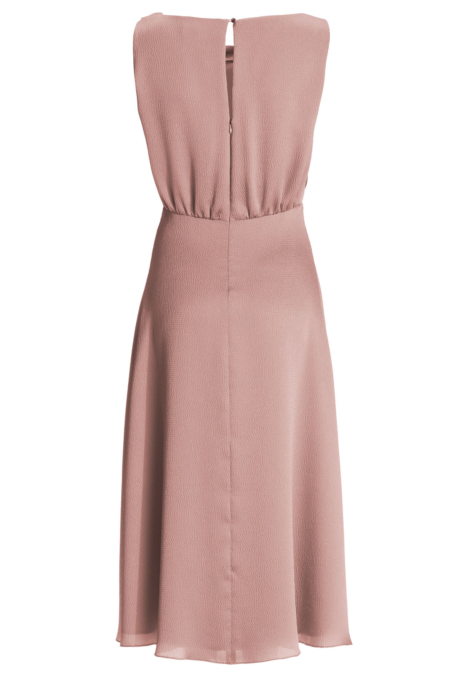 Cocktailkleid aus gehämmertem Satin mit Wasserfall Ausschnitt