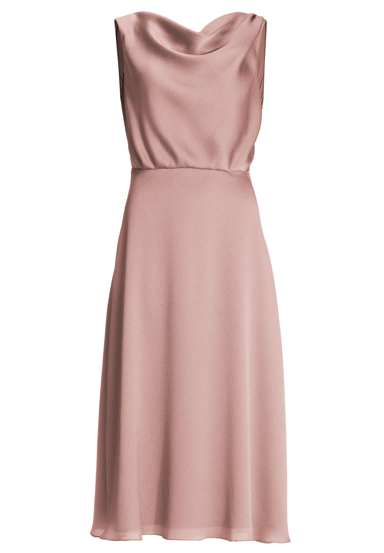 Cocktailkleid aus gehämmertem Satin mit Wasserfall Ausschnitt