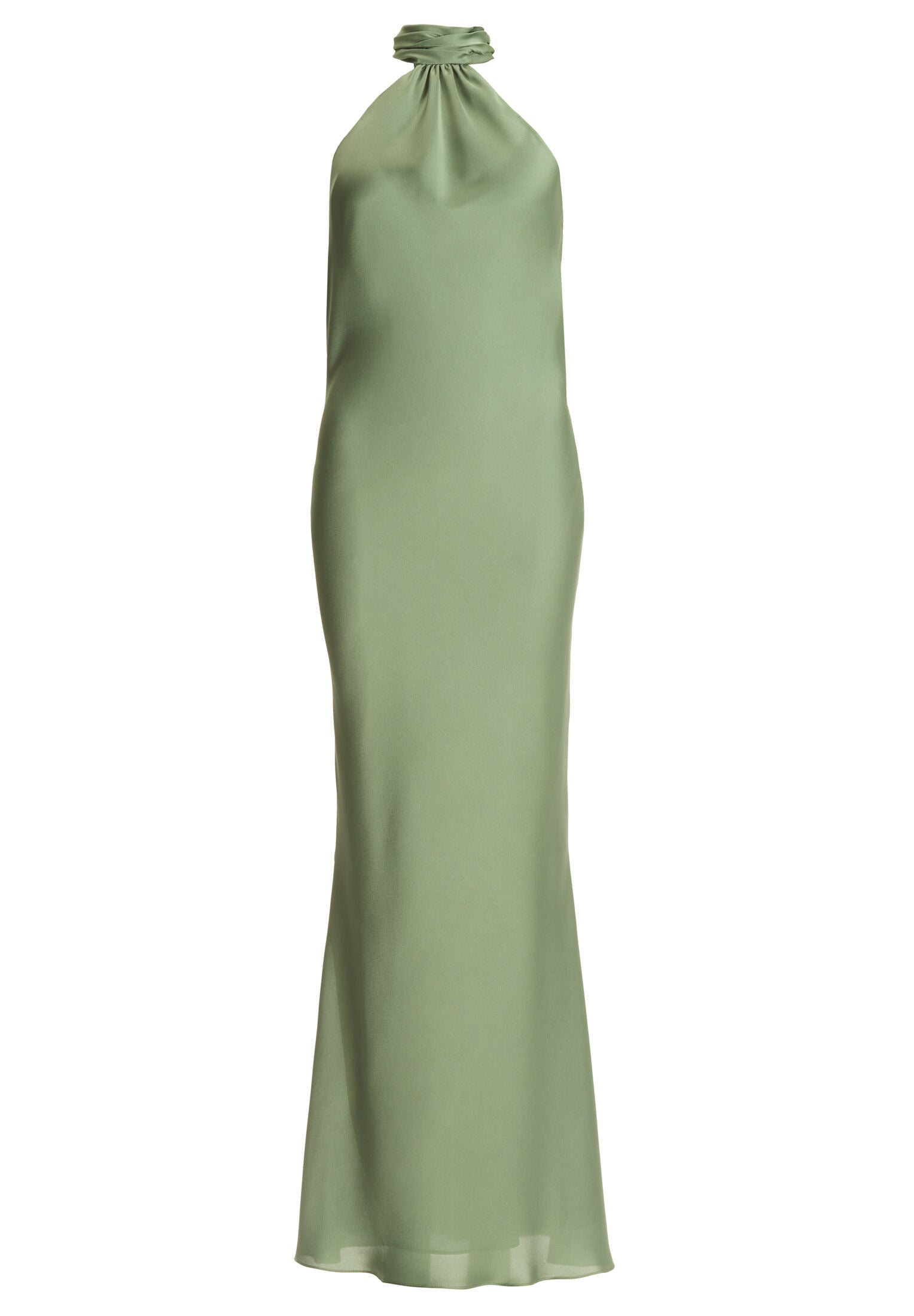 Abendkleid aus nachhaltigem Satin mit Stehkragen