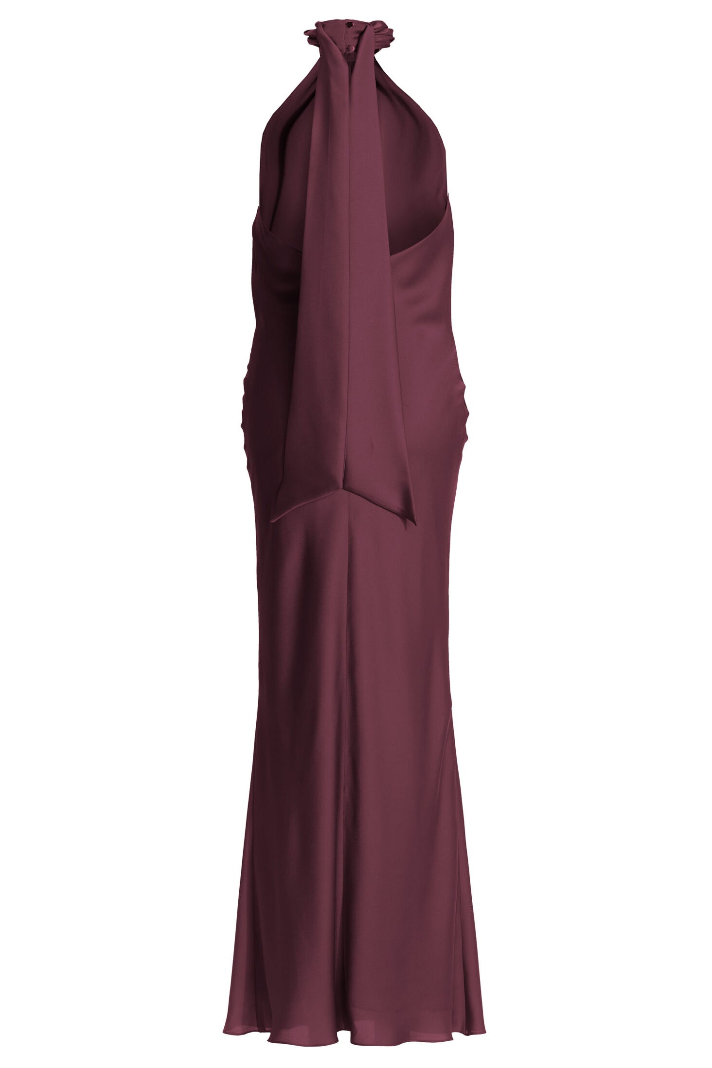 Abendkleid aus nachhaltigem Satin mit Stehkragen