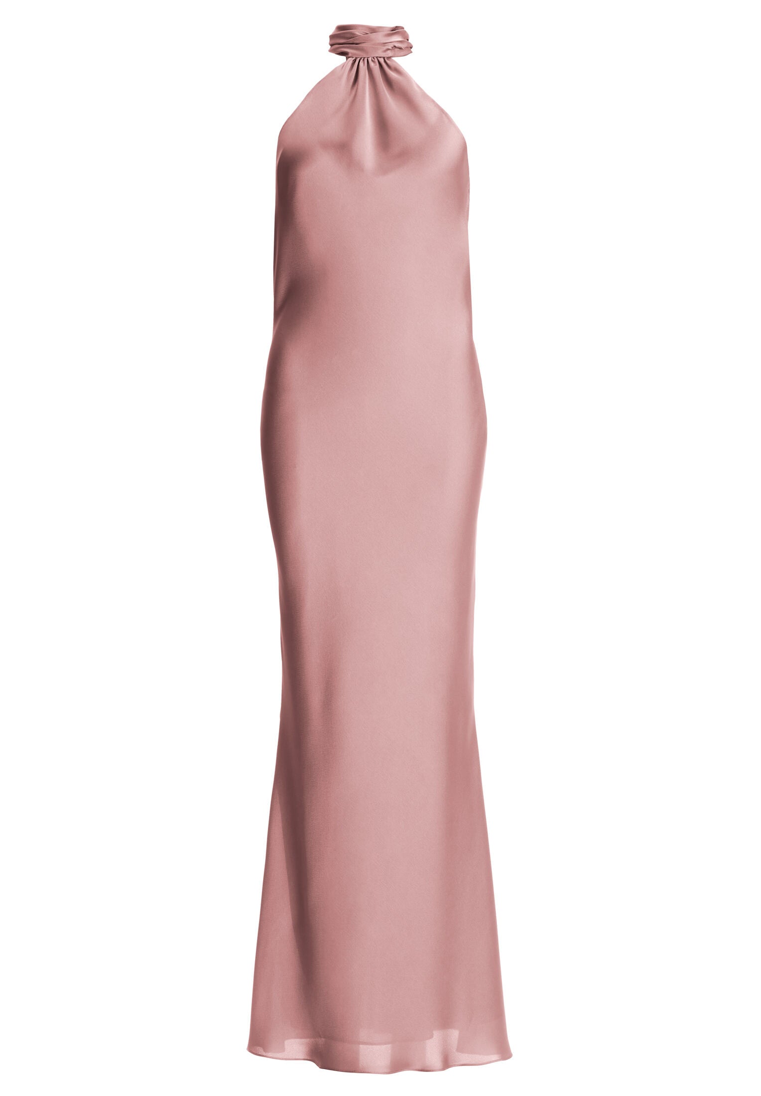 Abendkleid aus nachhaltigem Satin mit Stehkragen