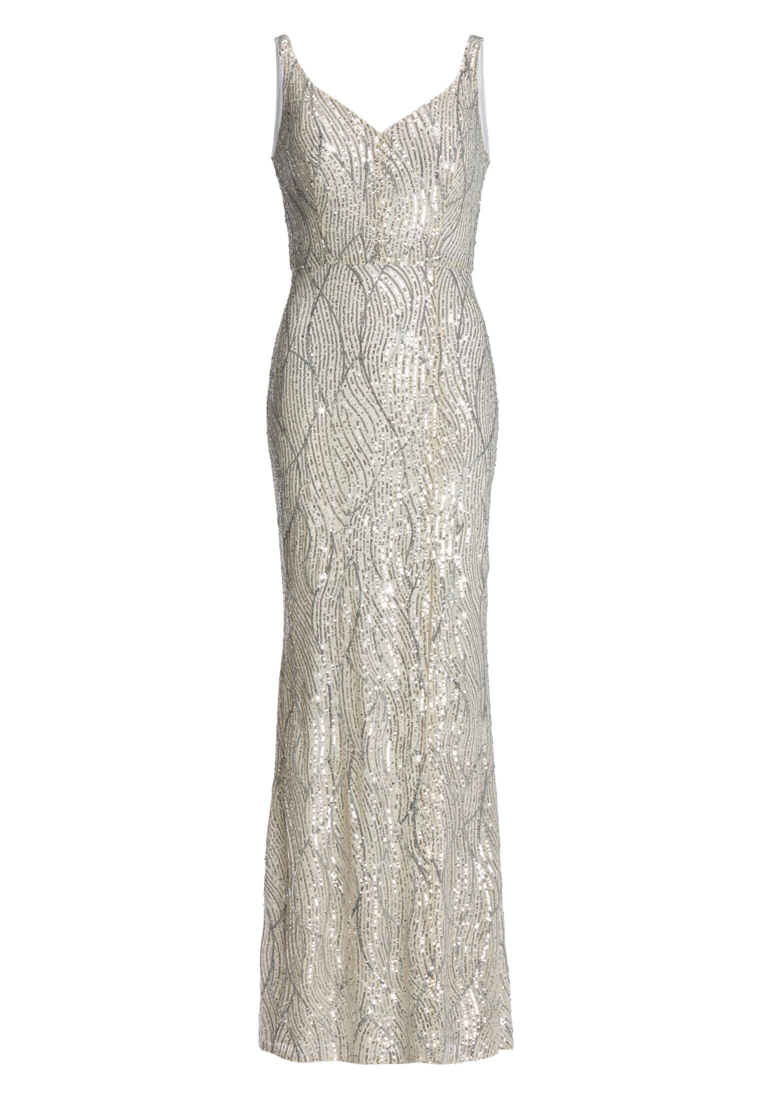 Figurbetontes Abendkleid mit Pailletten Bestickung