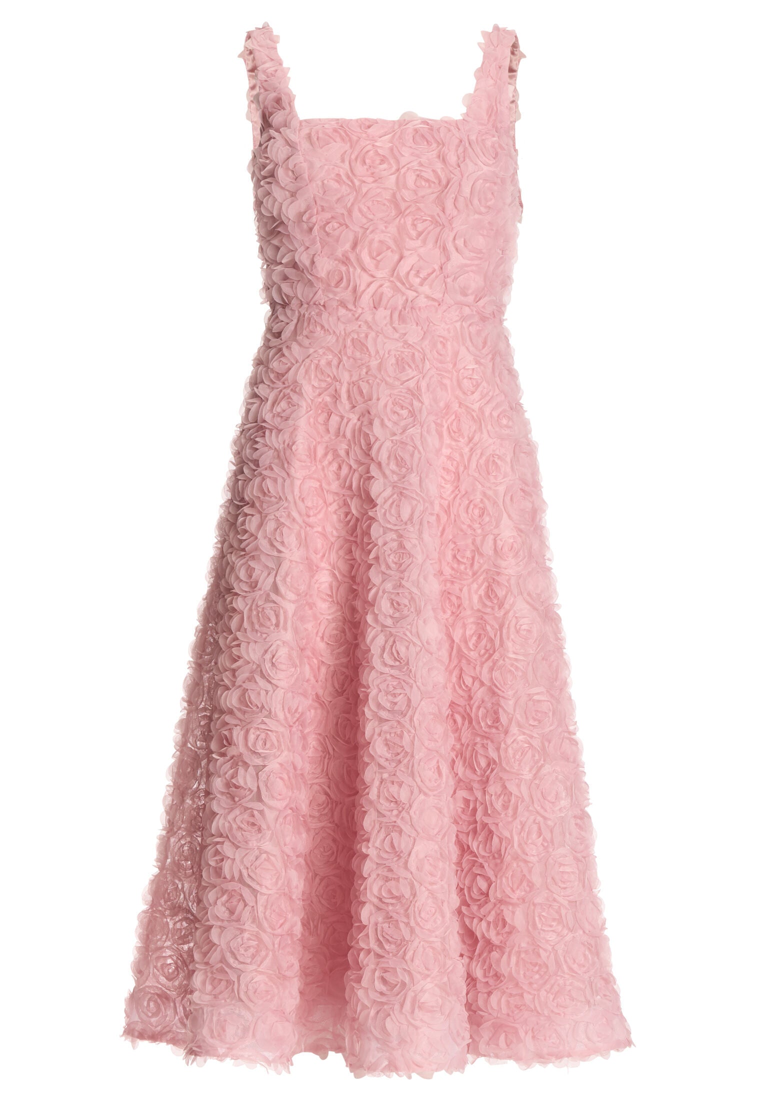 Cocktailkleid aus Blütenstoff mit Karree-Ausschnitt