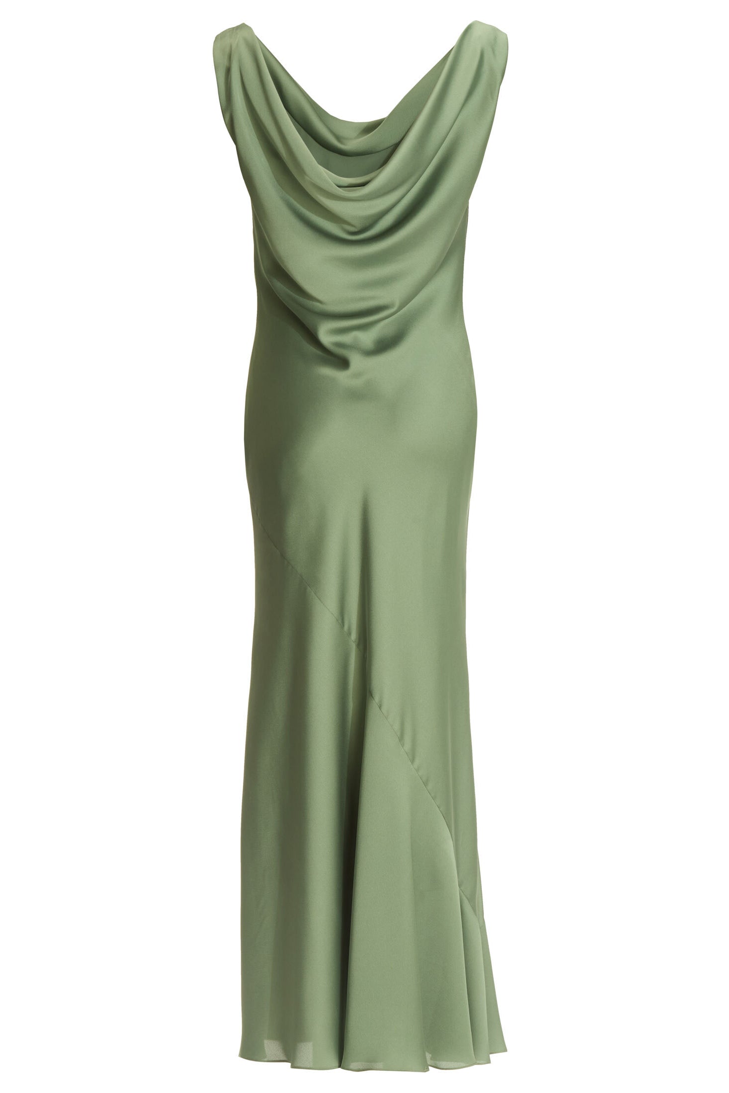Abendkleid aus nachhaltigem Satin mit Wasserfall Ausschnitt
