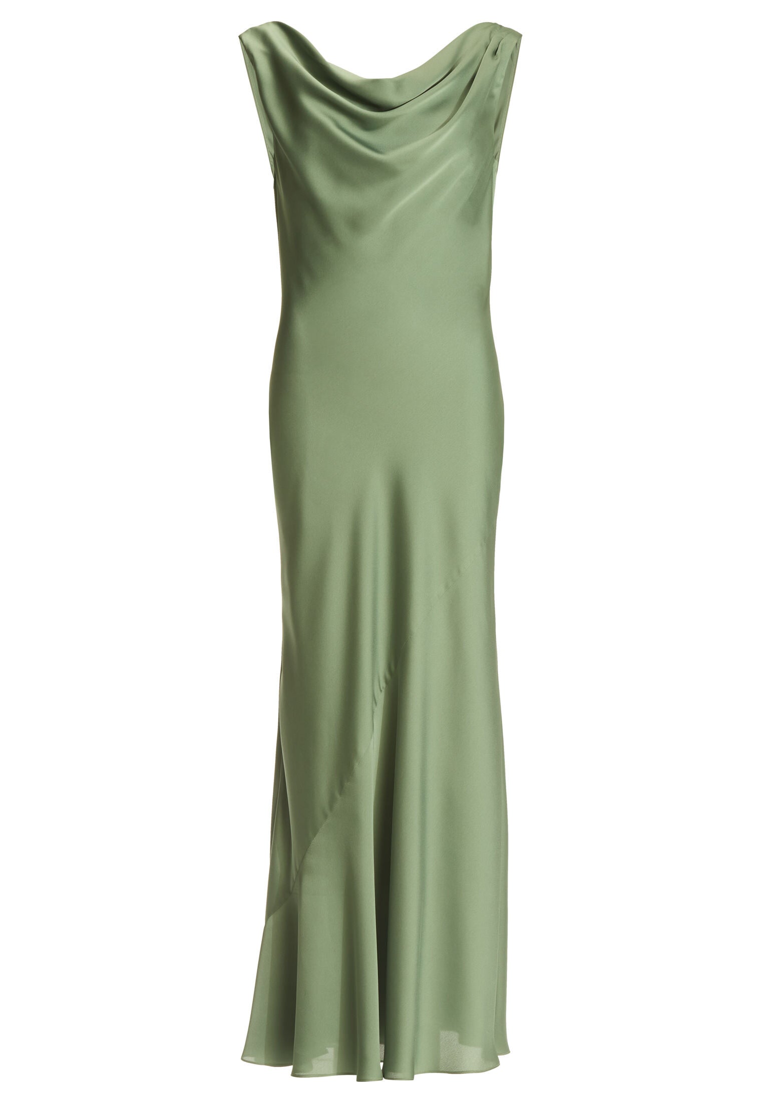 Abendkleid aus nachhaltigem Satin mit Wasserfall Ausschnitt