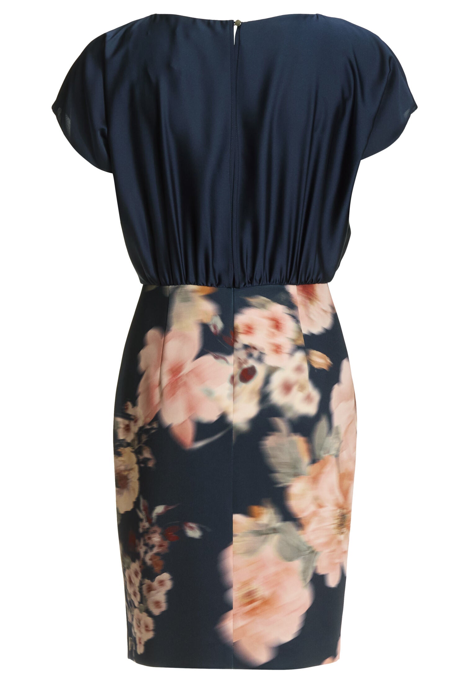 Etuikleid aus floral bedrucktem Scuba und Satin Top