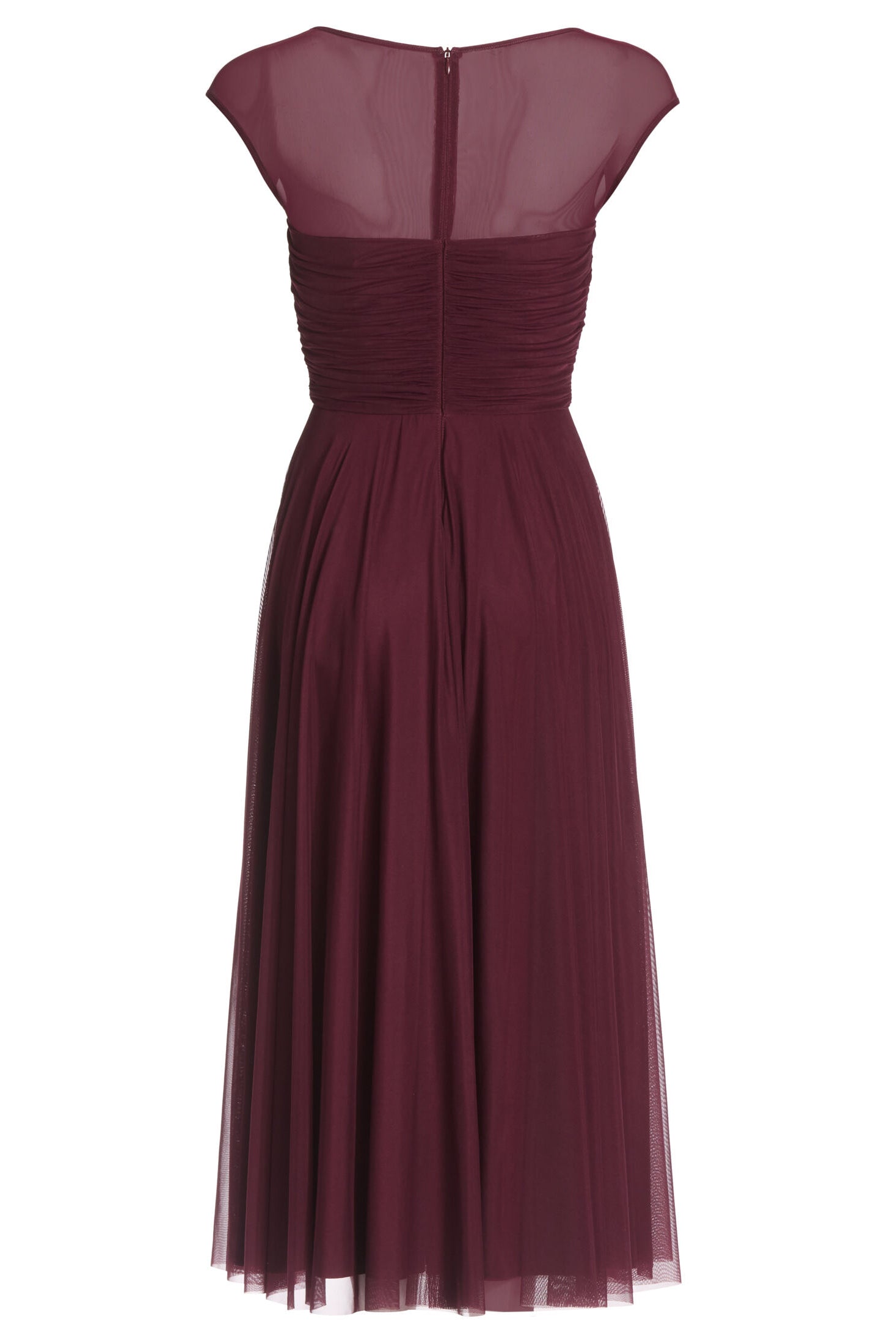 Cocktailkleid aus Mesh mit geraffter Korsage