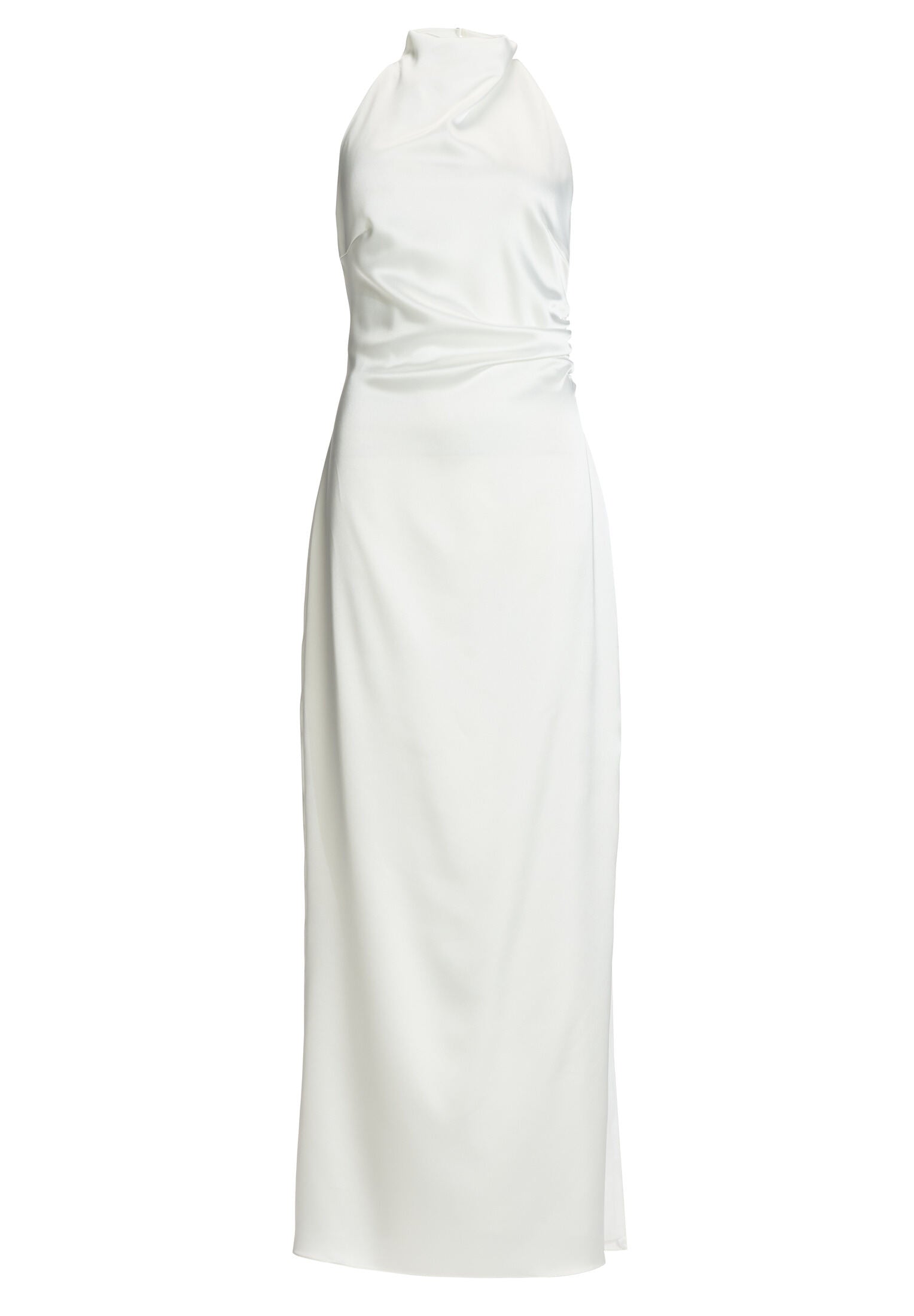 Figurbetontes Abendkleid aus Stretch Satin mit Drapierung am Kragen