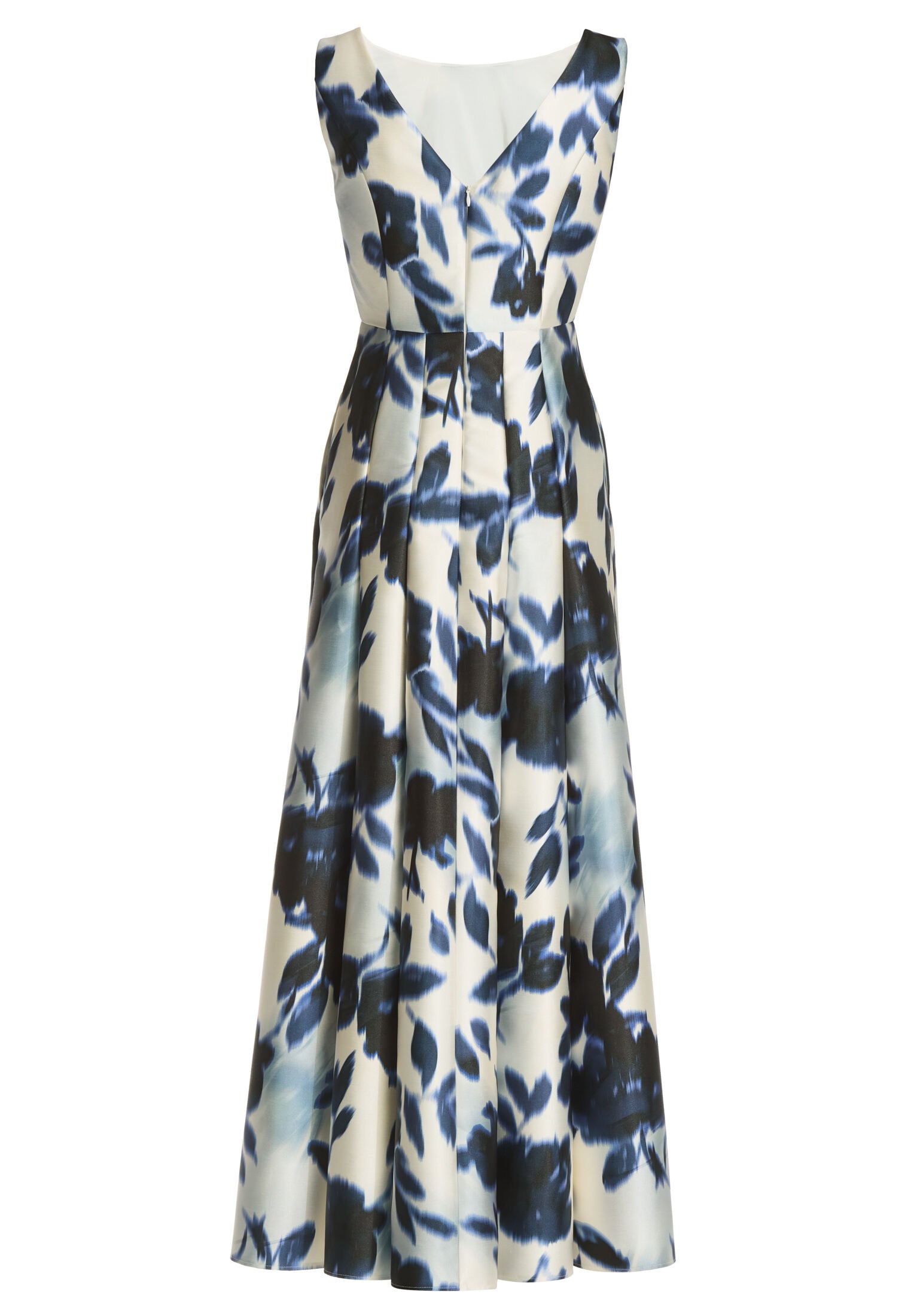 Abendkleid aus bedrucktem Twill mit Teilungsnähten