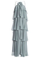Abendkleid aus Crinkle Chiffon mit gestuften Volants