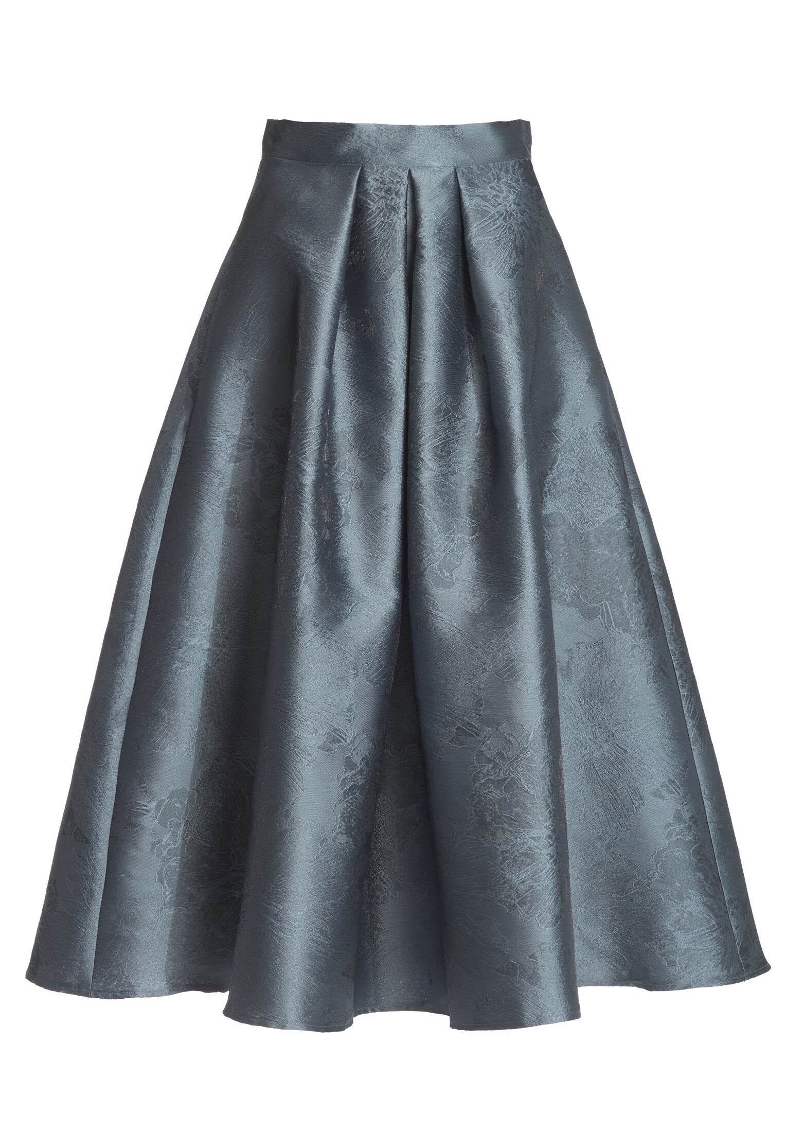 Floraler Jacquard Rock mit Falten in Midi Länge